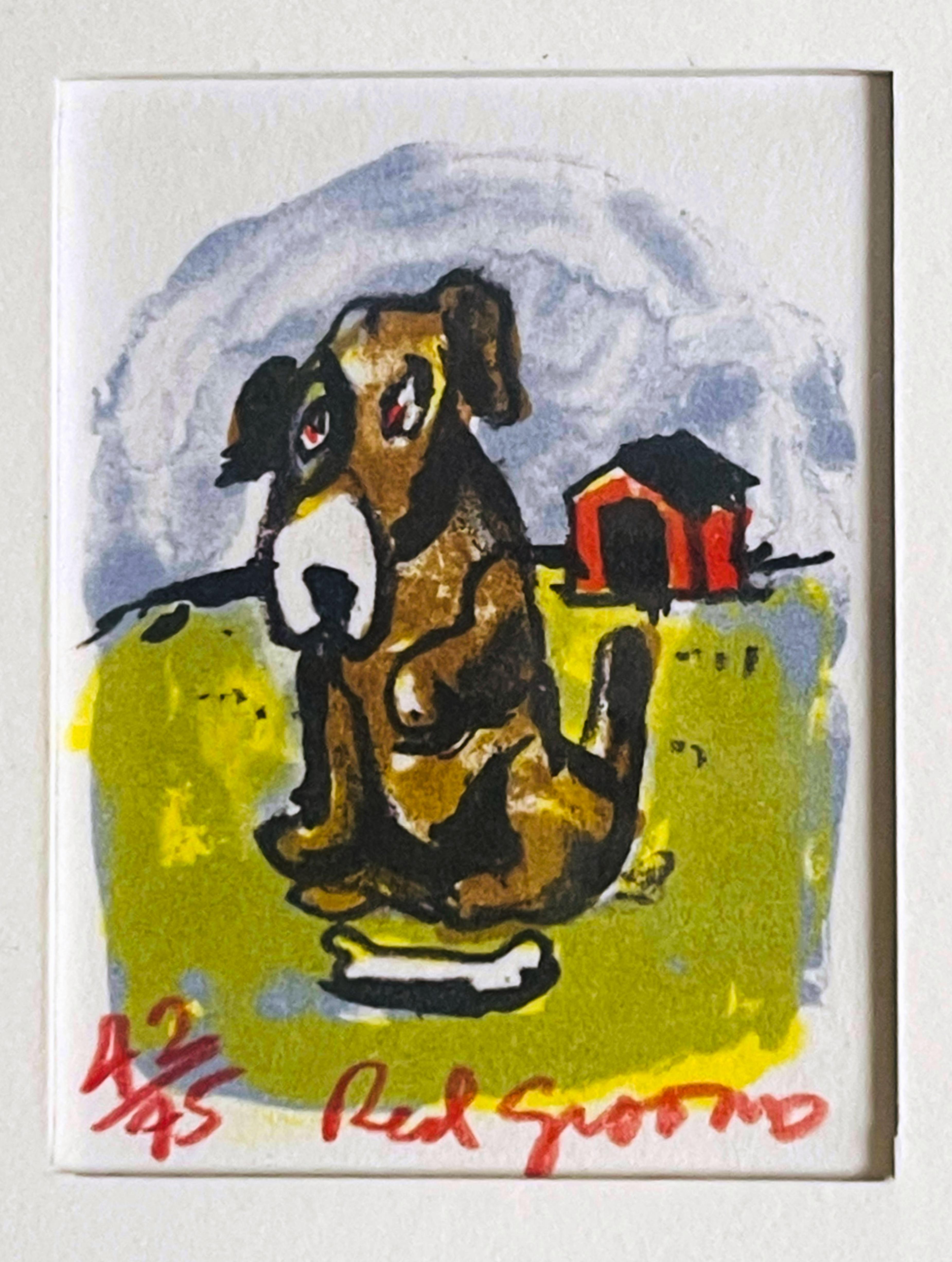 Red Grooms Animal Print - Rover, color lithograph on paper, signed/N, Framed, PACE Prints & Douglas Cramer