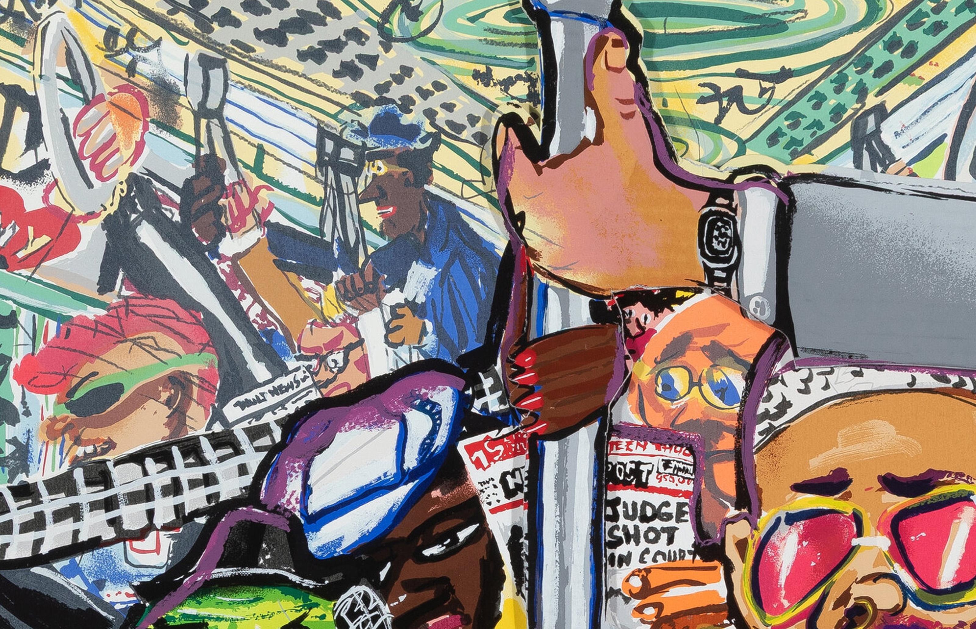 Saskia en el metro, serigrafía pop art de Red Grooms en venta 1