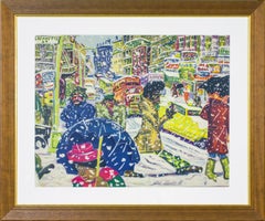 Vintage "Slushing" hand-signed lithograph by Red Grooms from the 1971 "No Gas" portfolio