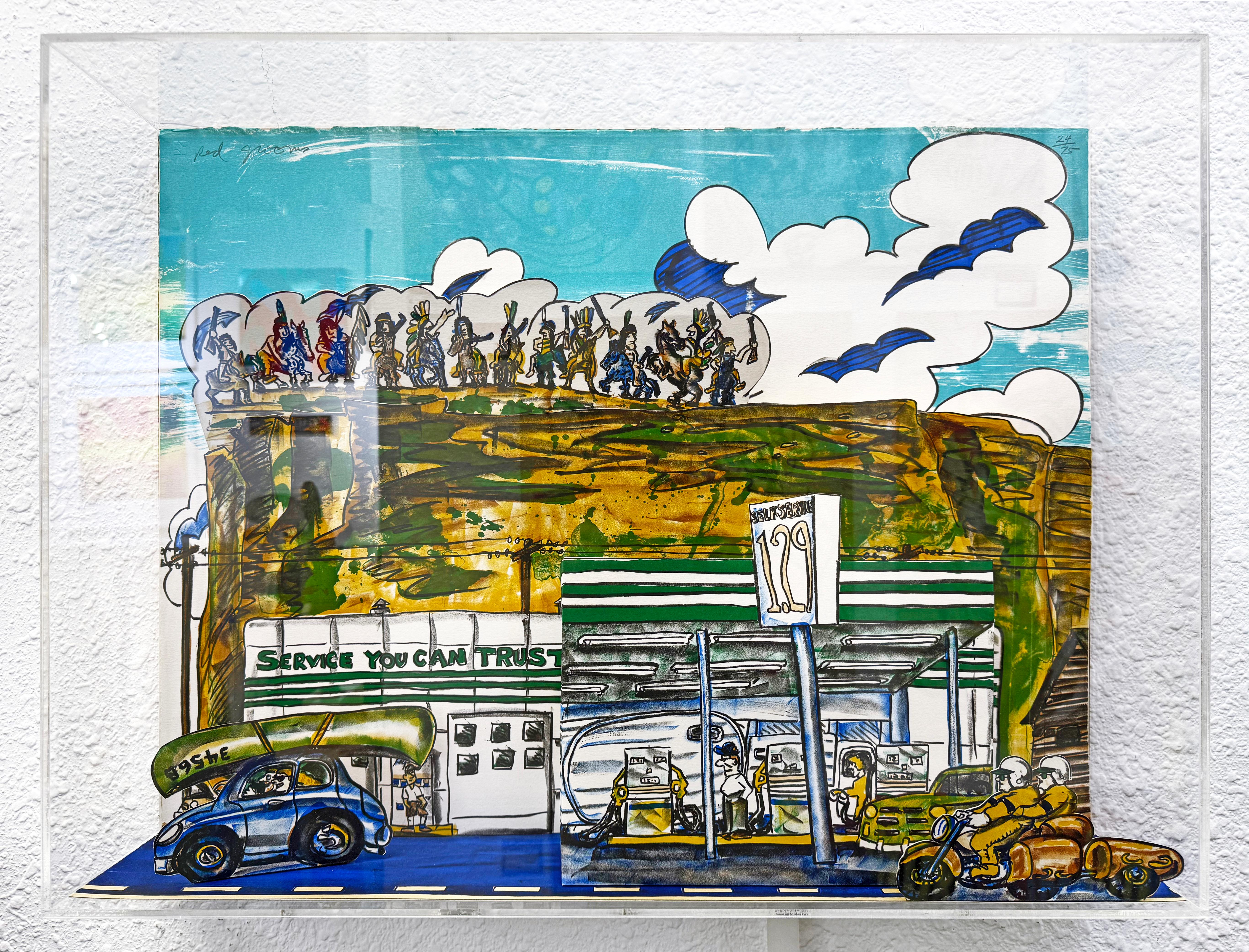 Tonto-Condo (hand signed 3D constructed lithograph) - Beige Landscape Print by Red Grooms