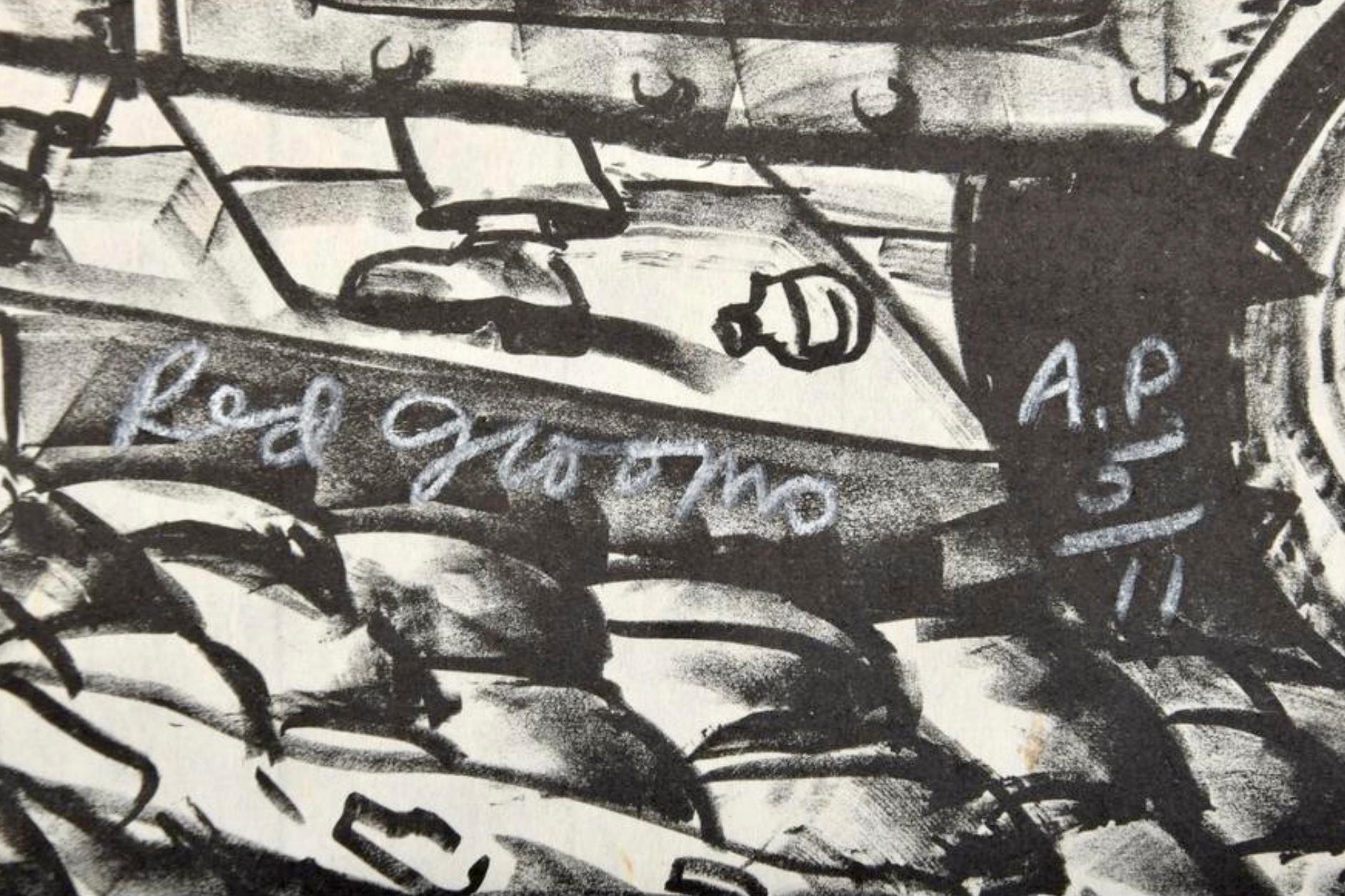 Artist: Red Grooms (1937)
Title: Truck I (VEL 105; Knestrick 77)
Year: 1979-1980
Medium: Lithograph, screenprint, rubber stamp impressions on Arches paper
Edition: 36, plus 11 artist’s proofs
Size: 24.25 x 62.25 inches
Condition: