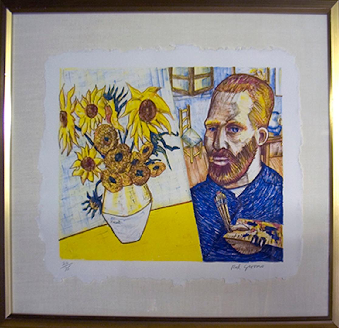 van Gogh with Sunflowers - Print by Red Grooms