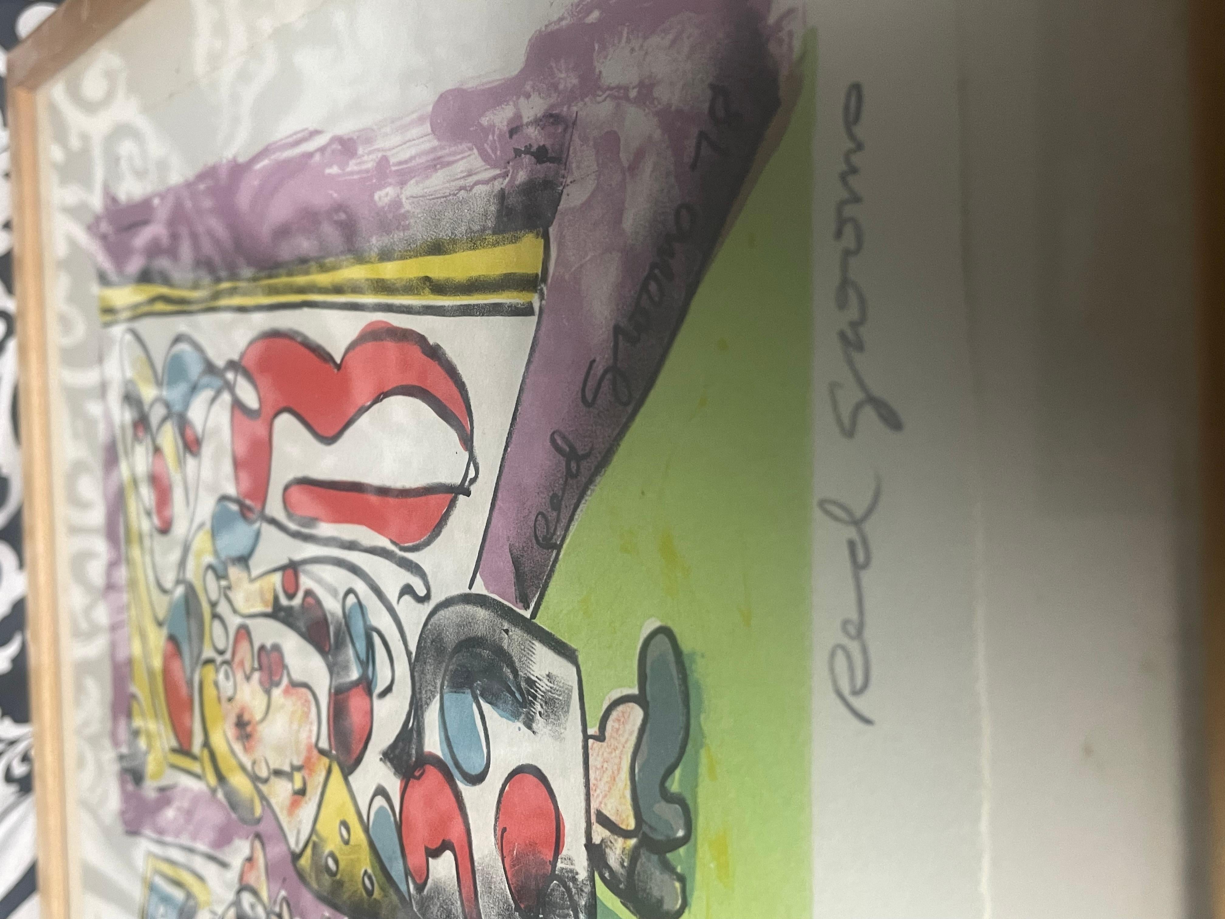 Dies ist eine signierte und nummerierte Lithographie. Maße 26x13. Es gibt einige Flecken auf der insgesamt noch ein großes Stück. 