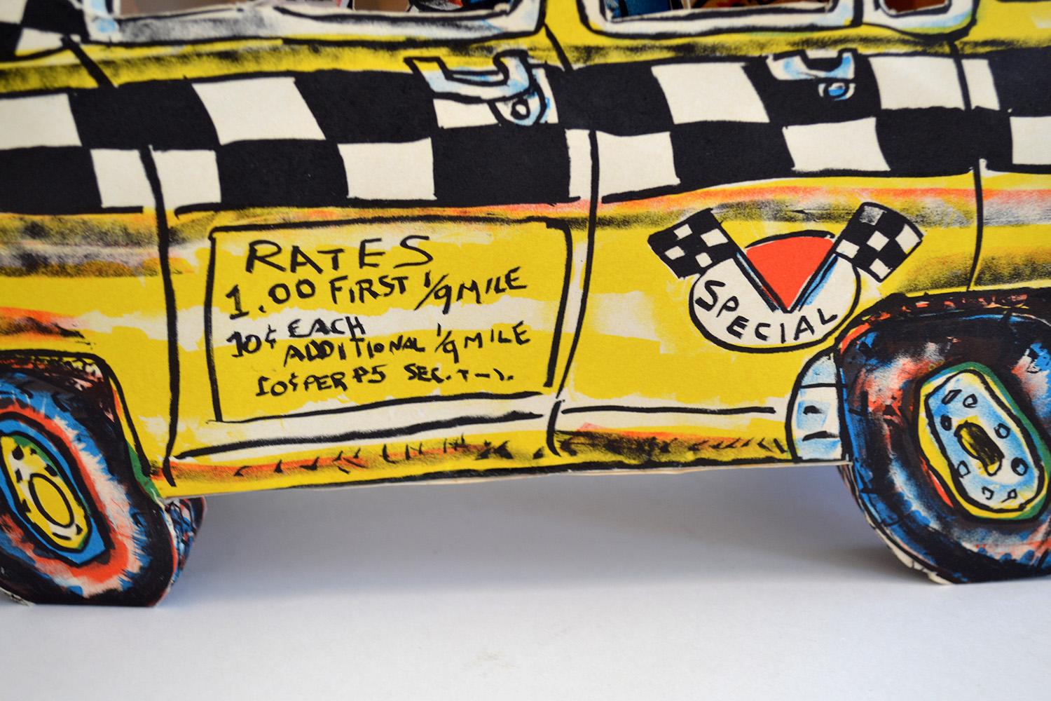 Modern Red Grooms 'Ruckus Taxi' Folded 3-D Lithographic Sculpture