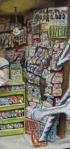 Extra Extra Read All About It, New York City Newsstand, 3D Construction, Signed