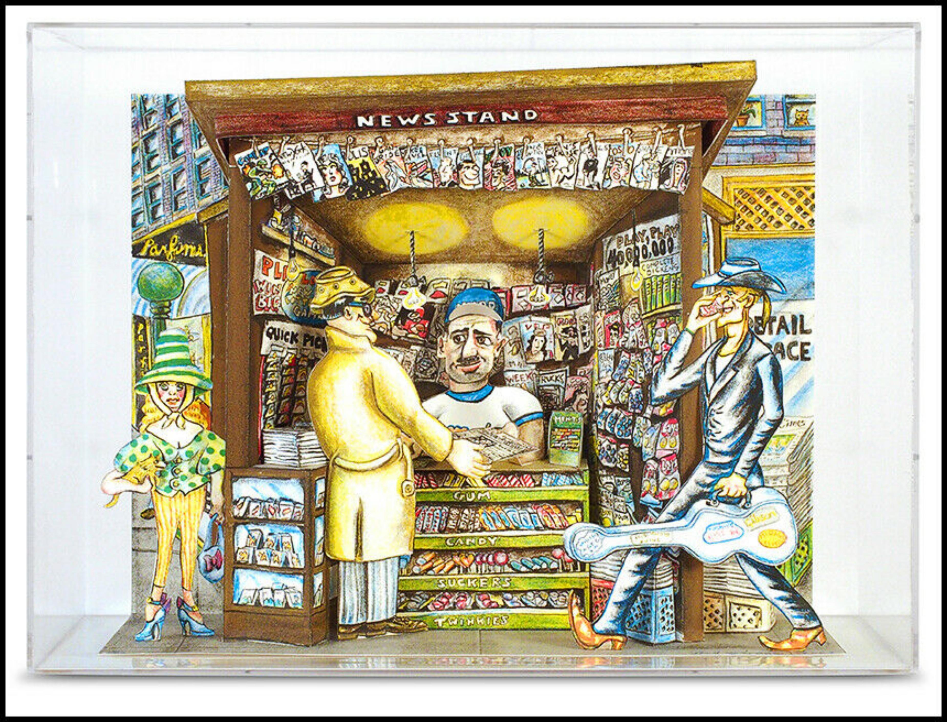 Extra Extra Read All About It, New York City Newsstand, 3D Construction, Signed For Sale 2