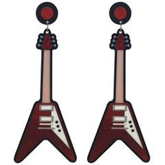 Red guitars earrings