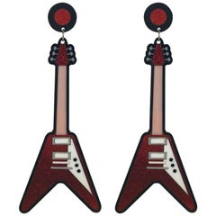 Red guitars earrings