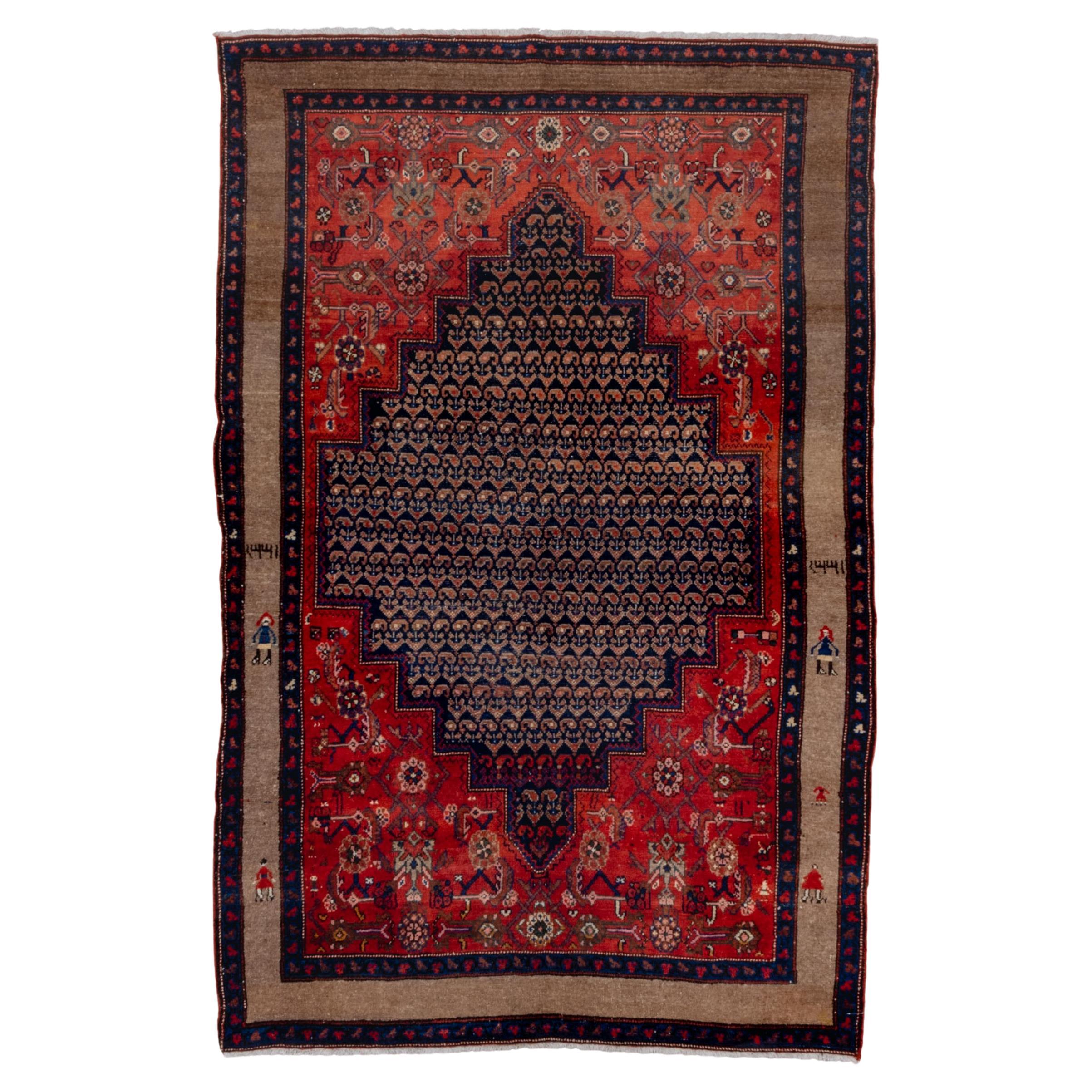 Red Hamadan Antique Rug 