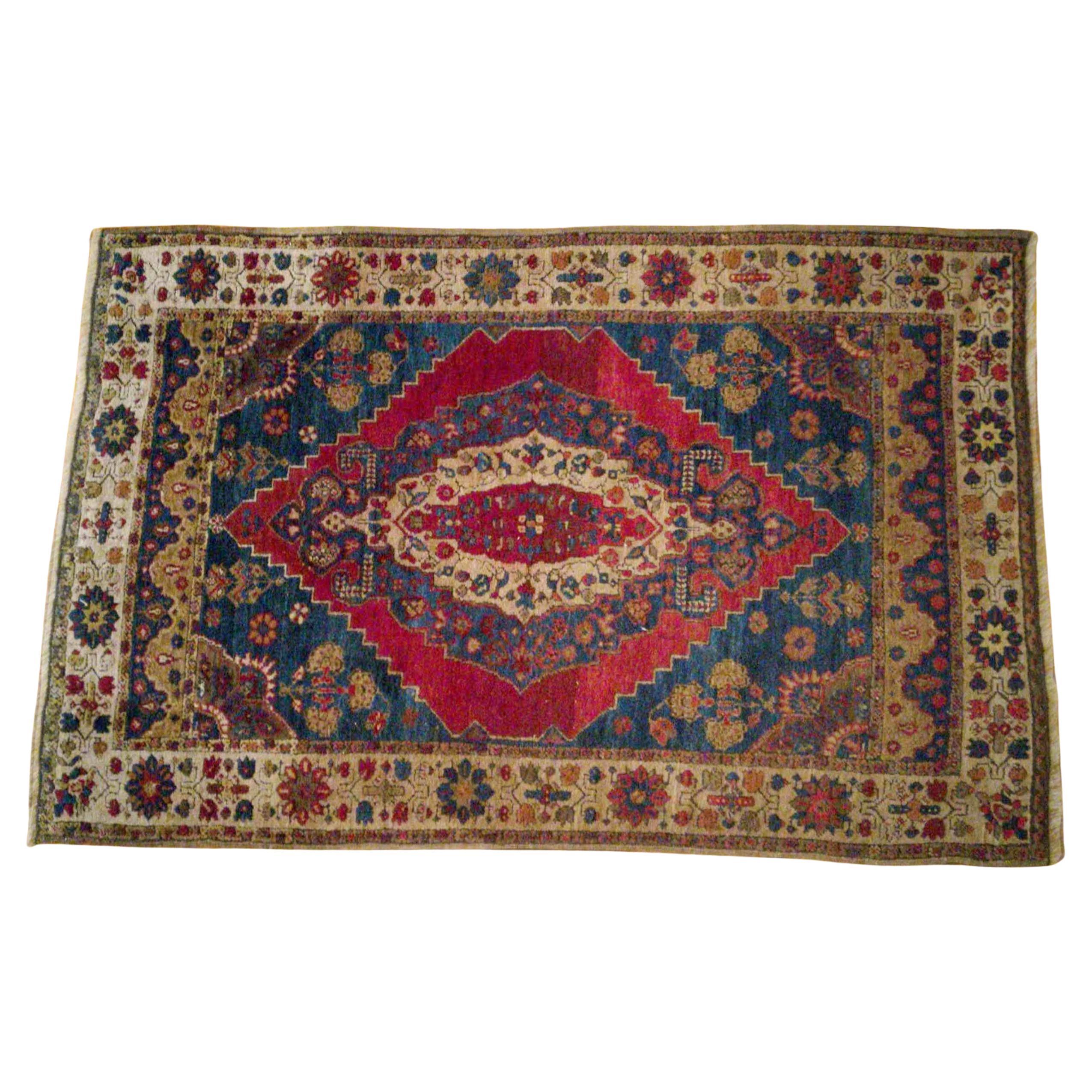 Red Hamadan Persian Rug  56.7 x 37 inches, Early 20th Century en vente