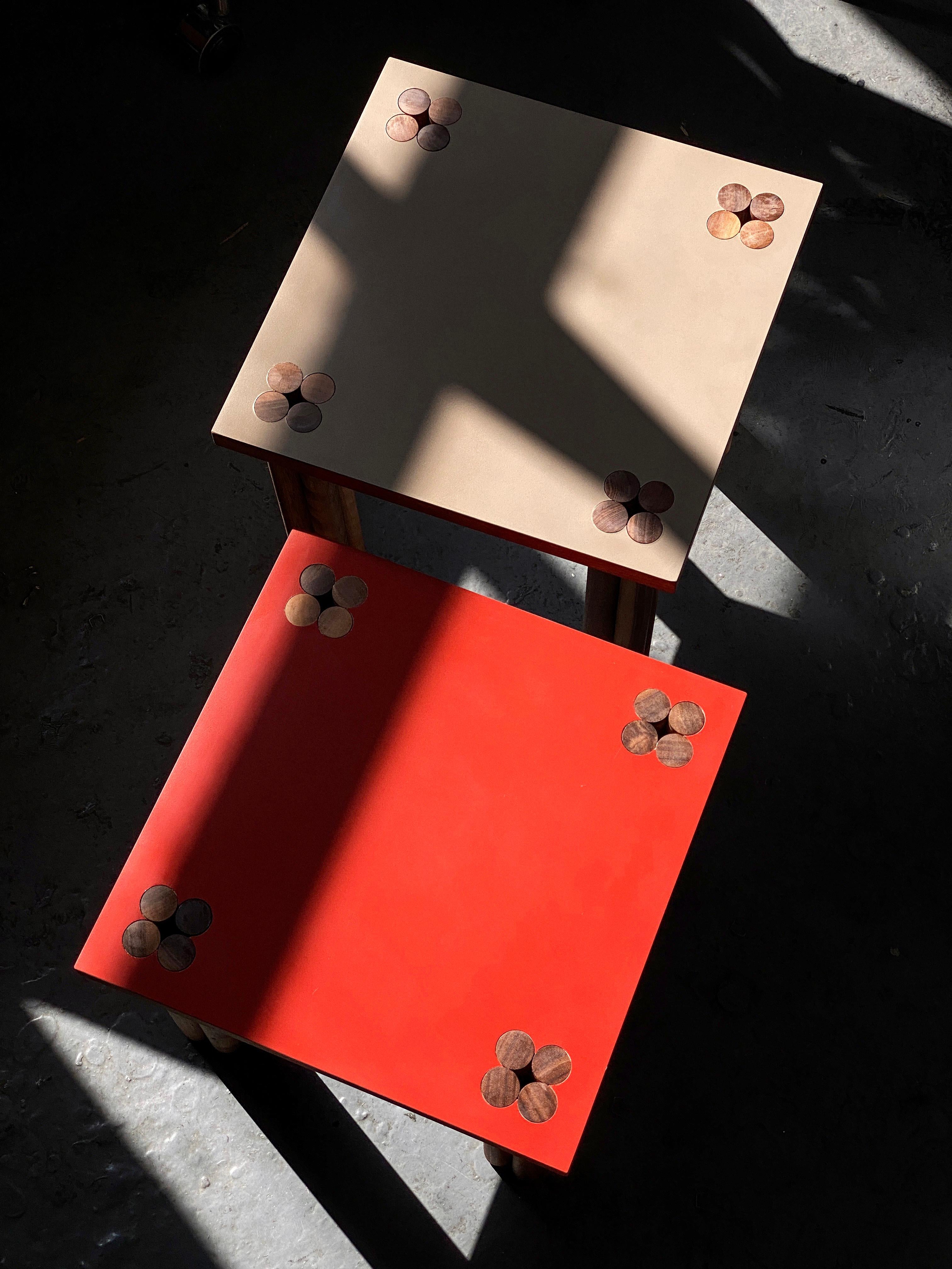 Veneer Red Hana Side Table by Tino Seubert