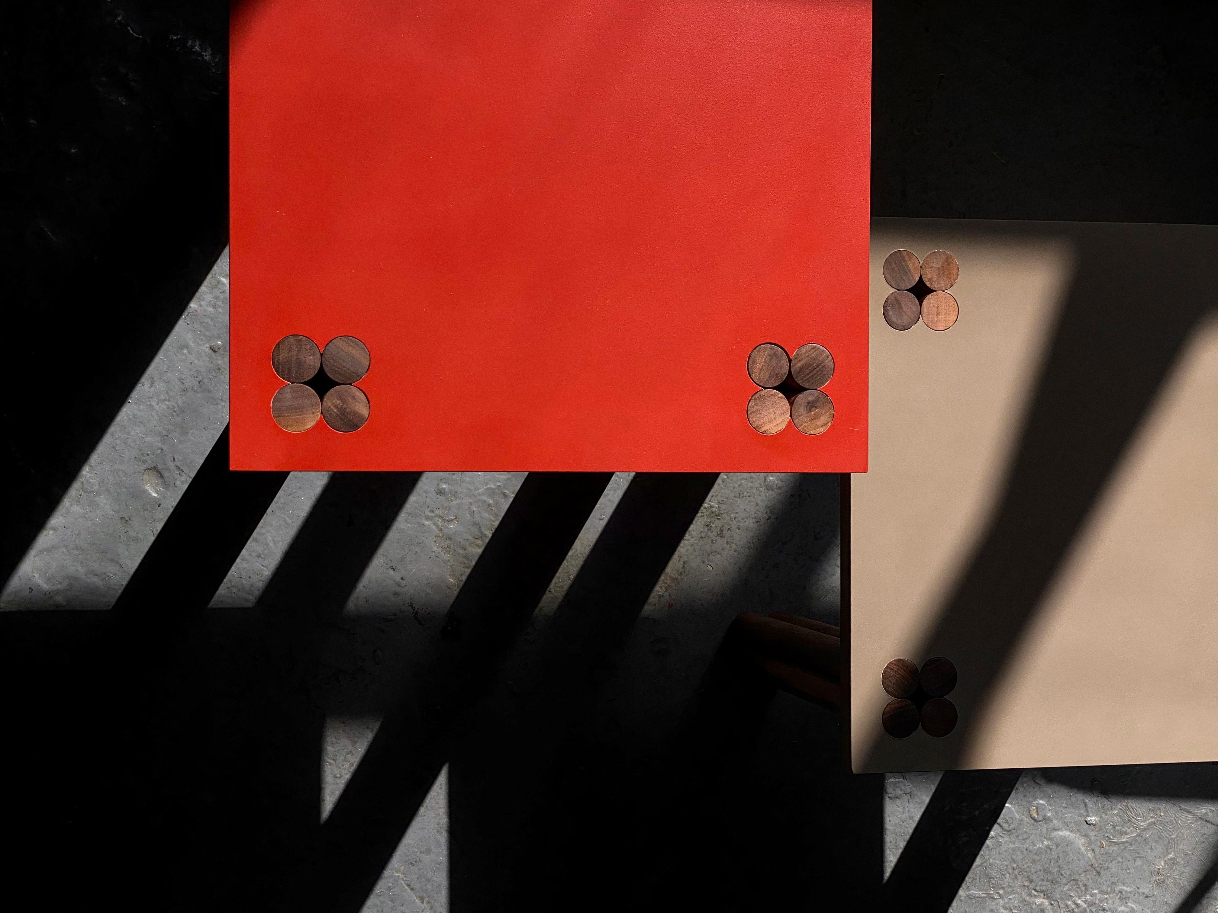 Contemporary Red Hana Side Table by Tino Seubert