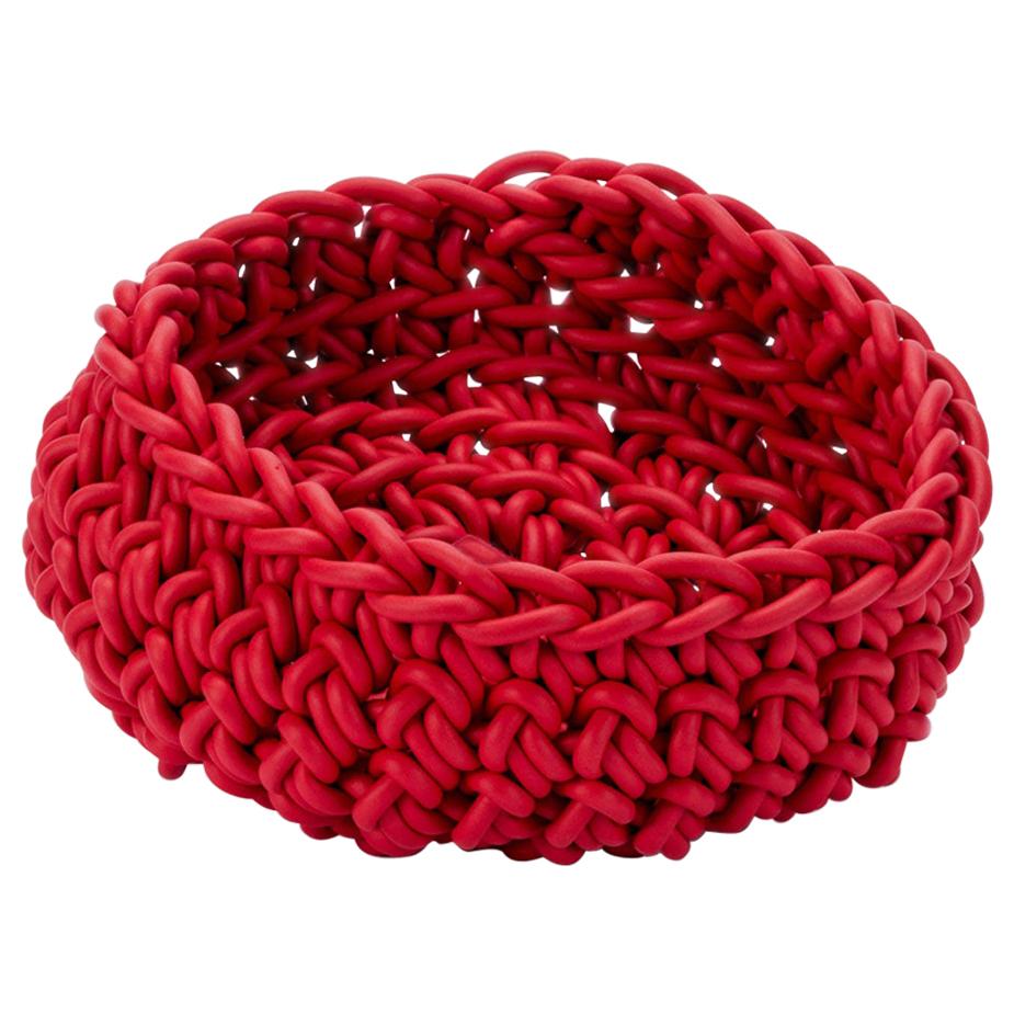 Red Hand-Knitted Neoprene Classico Basket, Rosanna Contadini