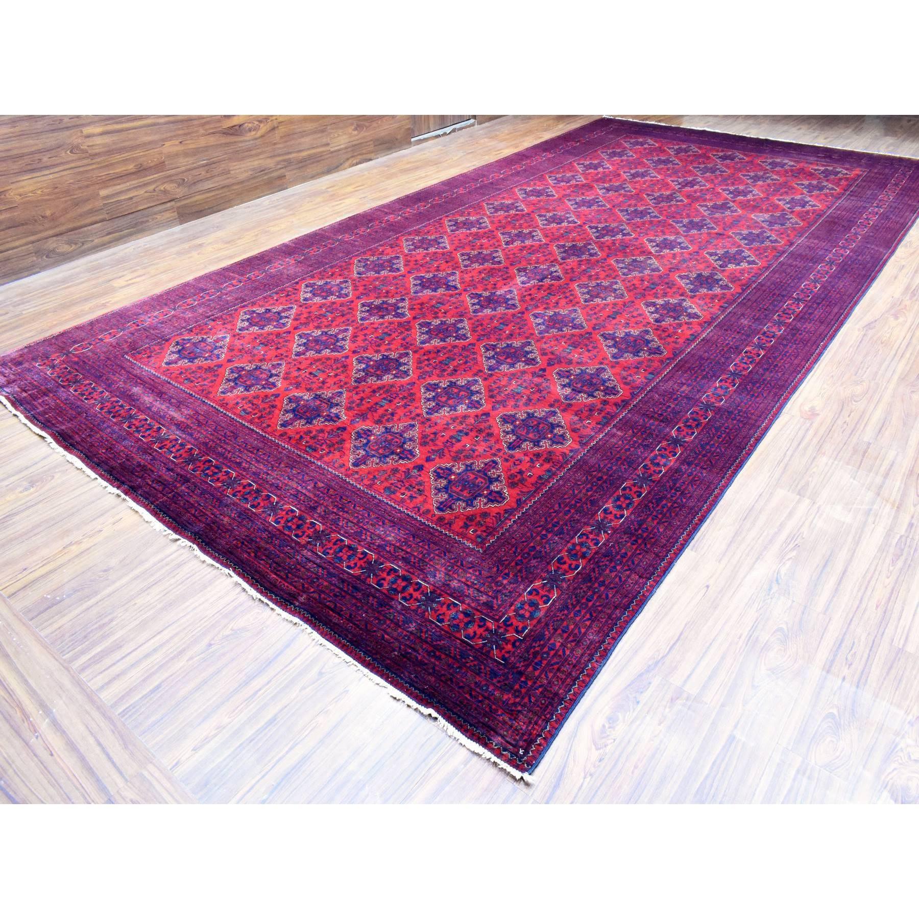 Tribal Tapis surdimensionné rouge afghan Khamyab noué à la main Extra Soft Wool 10'0
