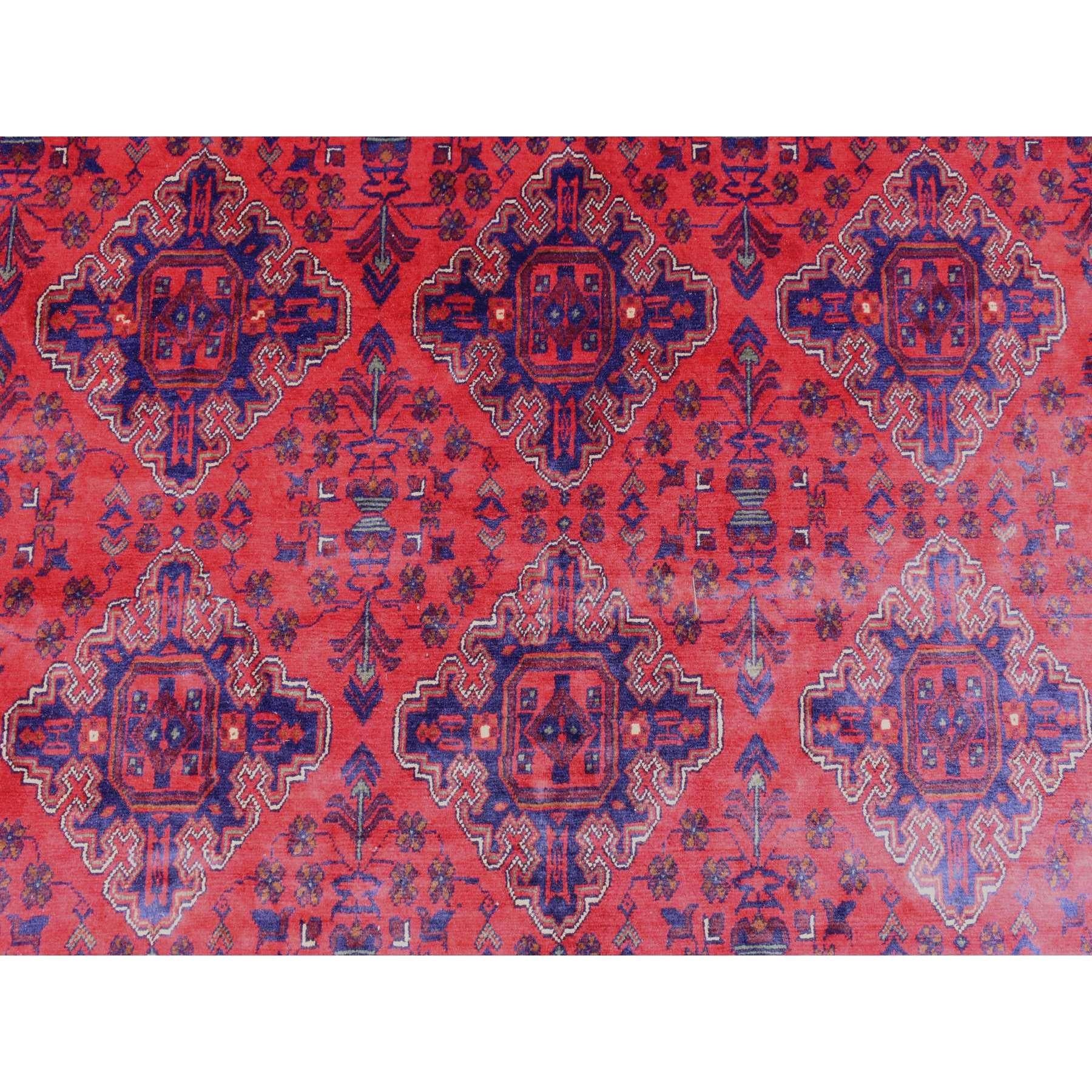 Laine Tapis surdimensionné rouge afghan Khamyab noué à la main Extra Soft Wool 10'0