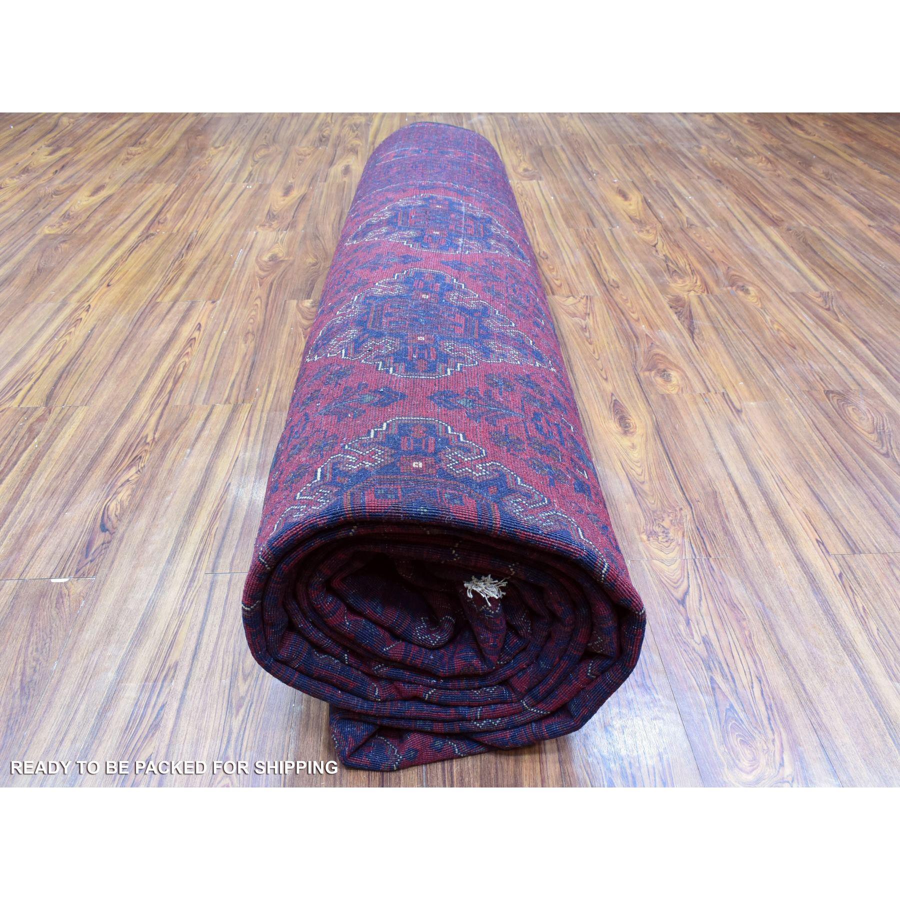 Tapis surdimensionné rouge afghan Khamyab noué à la main Extra Soft Wool 10'0