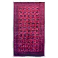 Tappeto rosso annodato a mano afgano Khamyab in lana extra morbida di grandi dimensioni, 10'0" x 19'2".