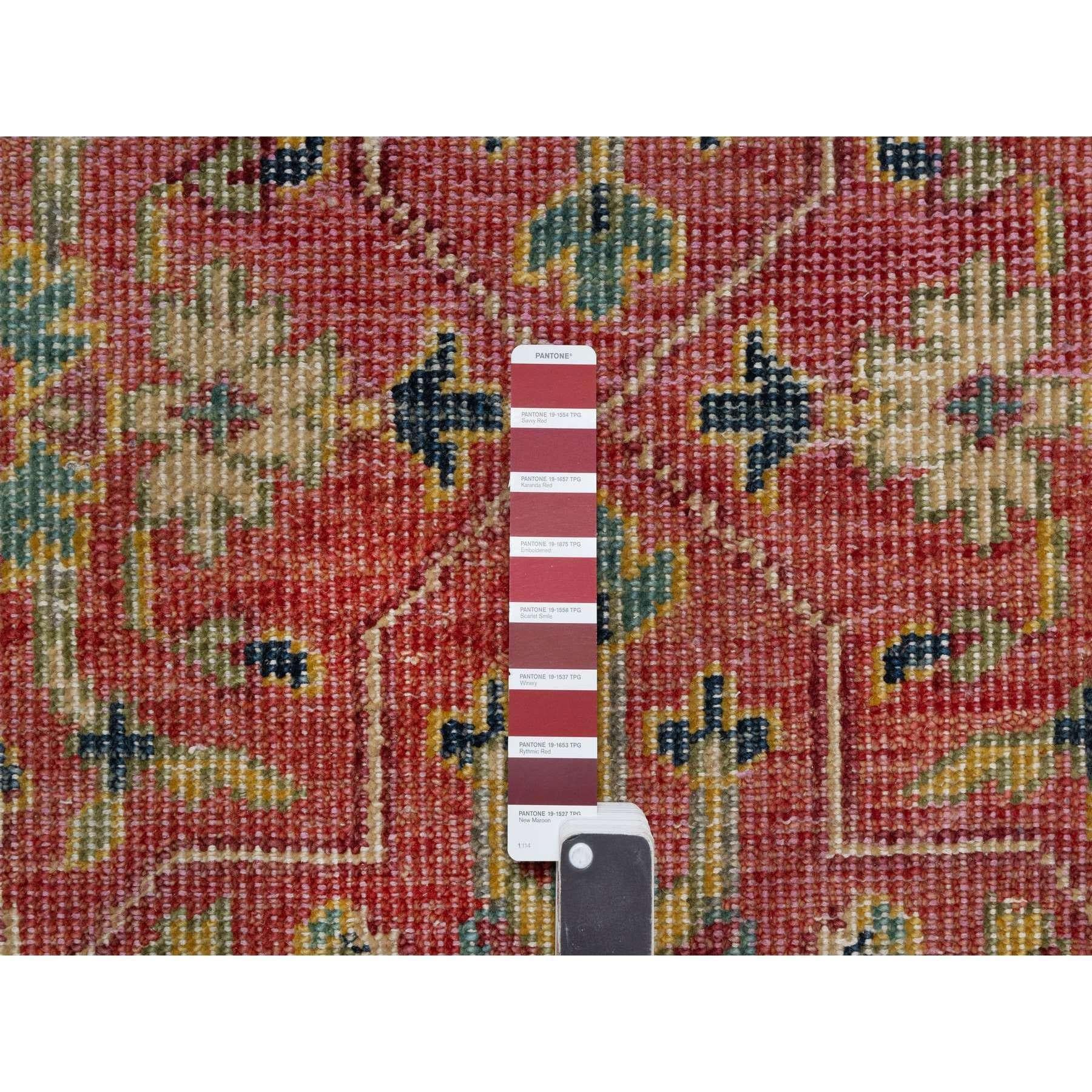 Red Hand Knotted Antiqued Oushak Design Pure Wool Oriental Rug 9'11