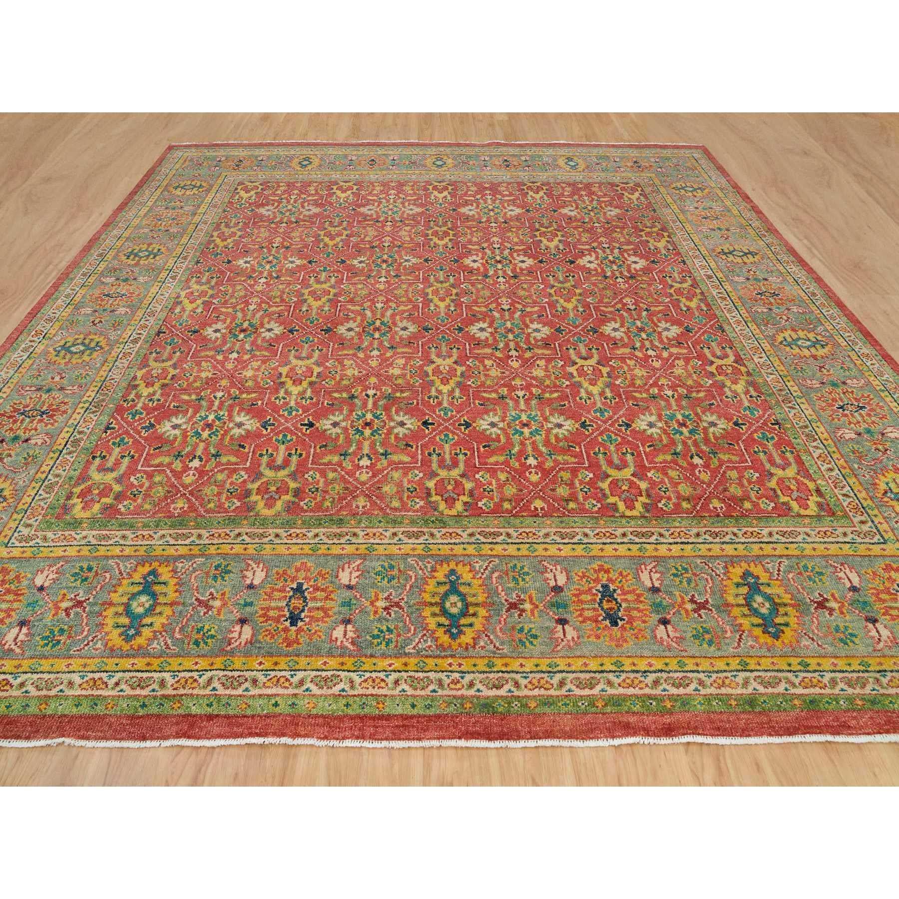 Ce fabuleux tapis noué à la main a été créé et conçu pour une résistance et une durabilité accrues. Ce tapis a été fabriqué à la main pendant des semaines selon la méthode traditionnelle qui est utilisée pour faire des
Taille exacte du tapis en