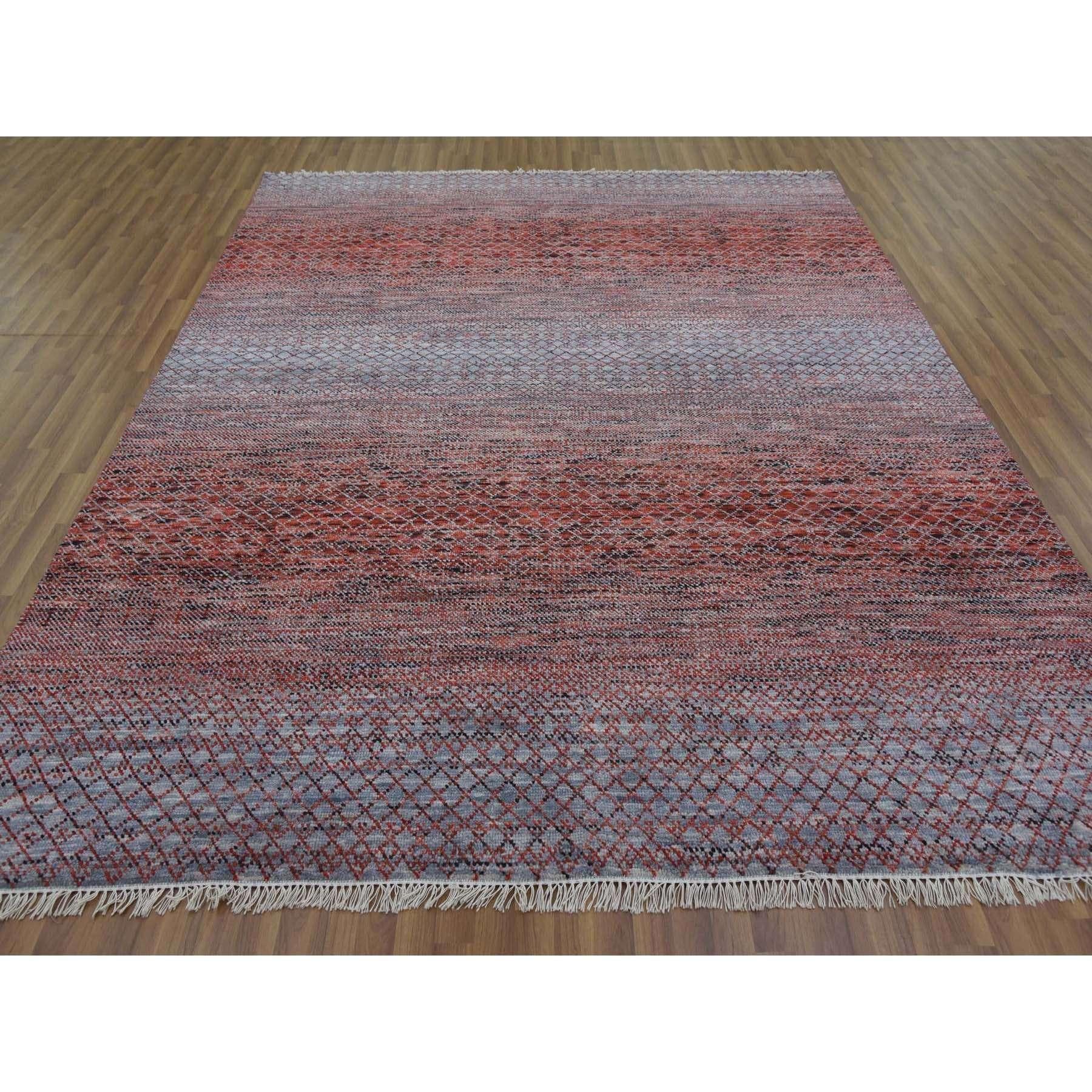Moderno Tappeto orientale in lana morbida Red Hand Knotted Chiaroscuro Collection 8'0