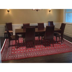 Red Hand Knotted Mori Bokara Elephant Feet Design Pure Wool Rug