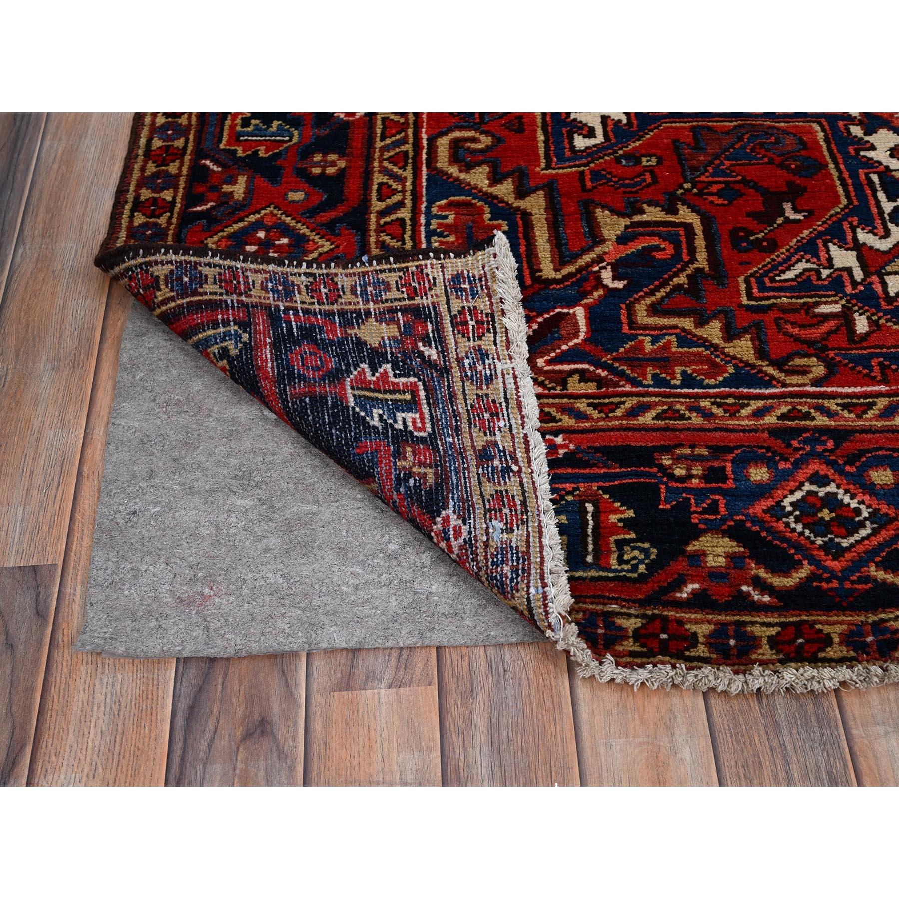 Red Hand Knotted Rustic Feel Pure Wool Clean Abrash Vintage Persian Heriz Rug For Sale 1