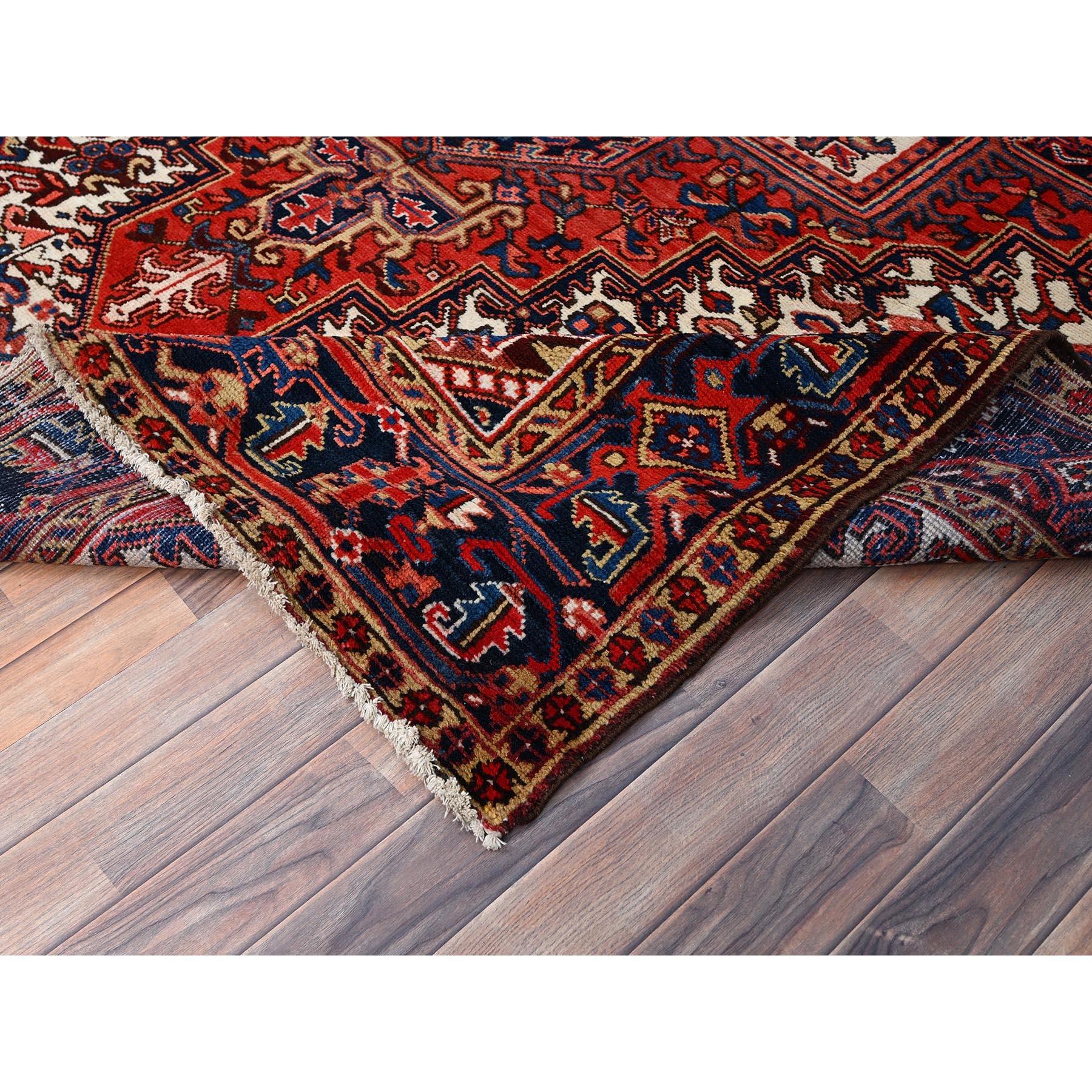 Red Hand Knotted Rustic Feel Pure Wool Clean Abrash Vintage Persian Heriz Rug For Sale 3