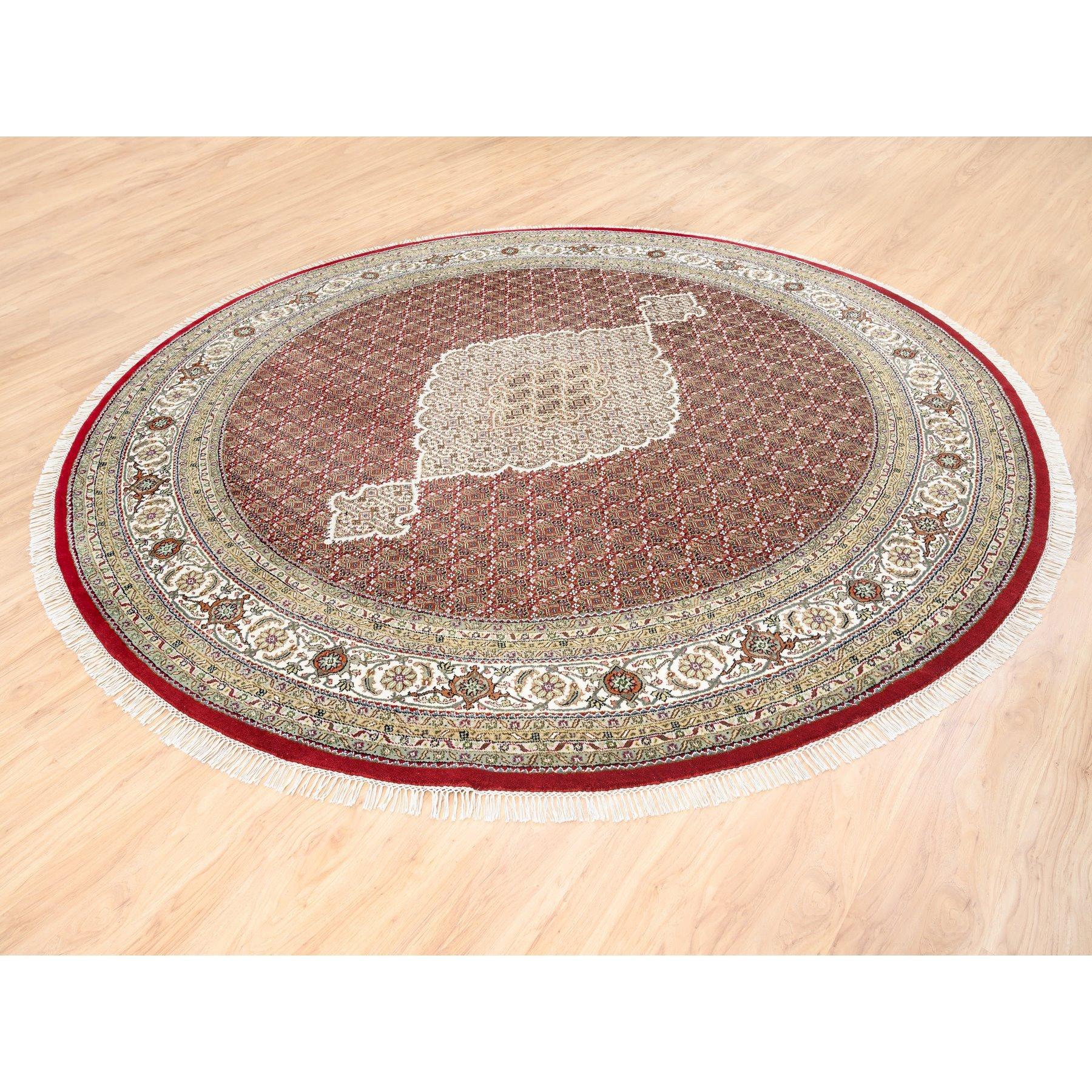 Rote Hand geknotet Tabriz Mahi Fish Design reine Wolle Orientteppich 9'10