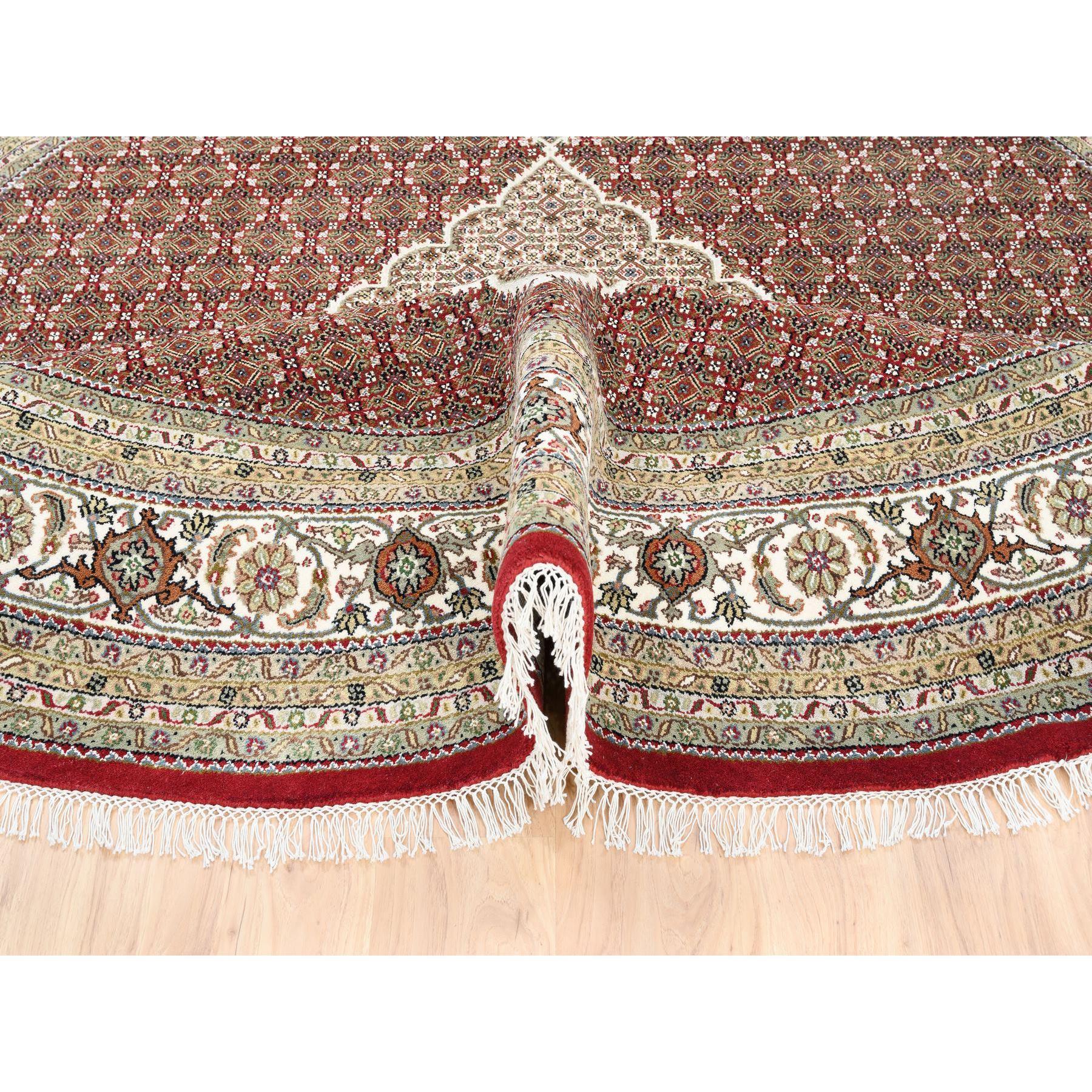 Rote Hand geknotet Tabriz Mahi Fish Design reine Wolle Orientteppich 9'10