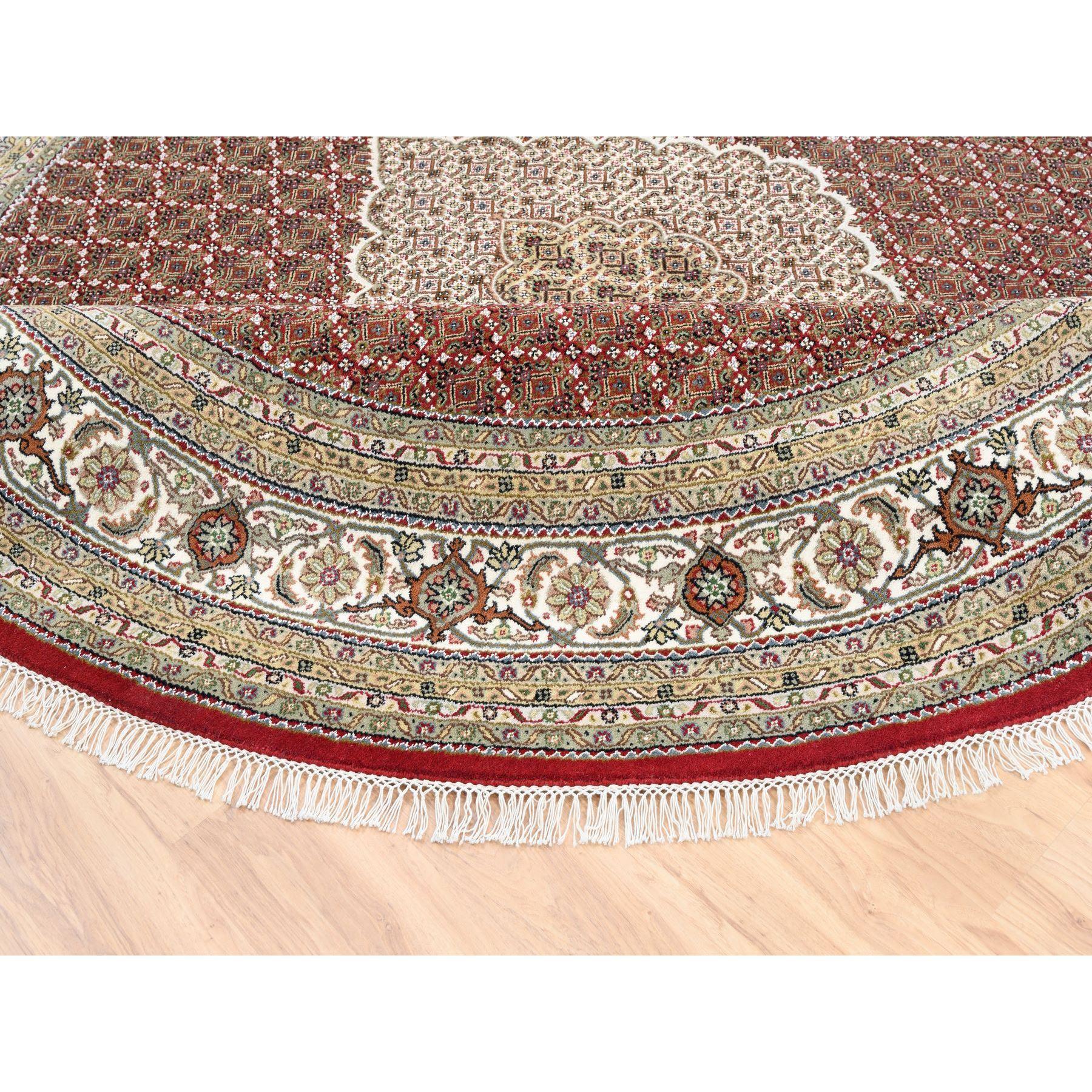 Rote Hand geknotet Tabriz Mahi Fish Design reine Wolle Orientteppich 9'10