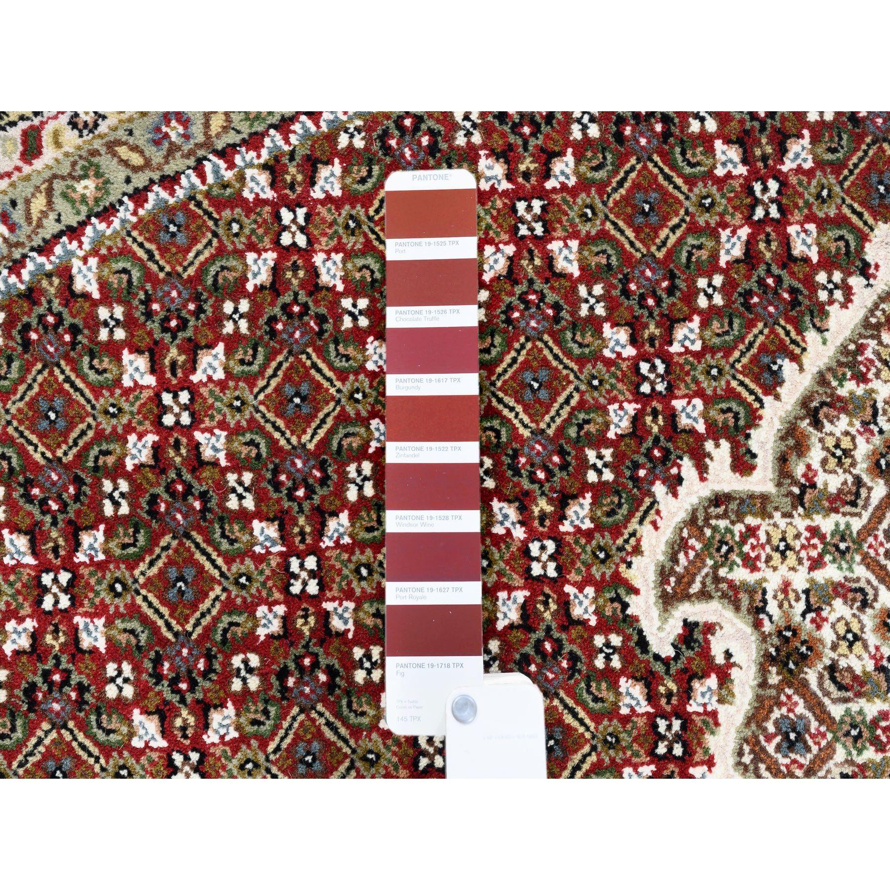 Rote Hand geknotet Tabriz Mahi Fish Design reine Wolle Orientteppich 9'10