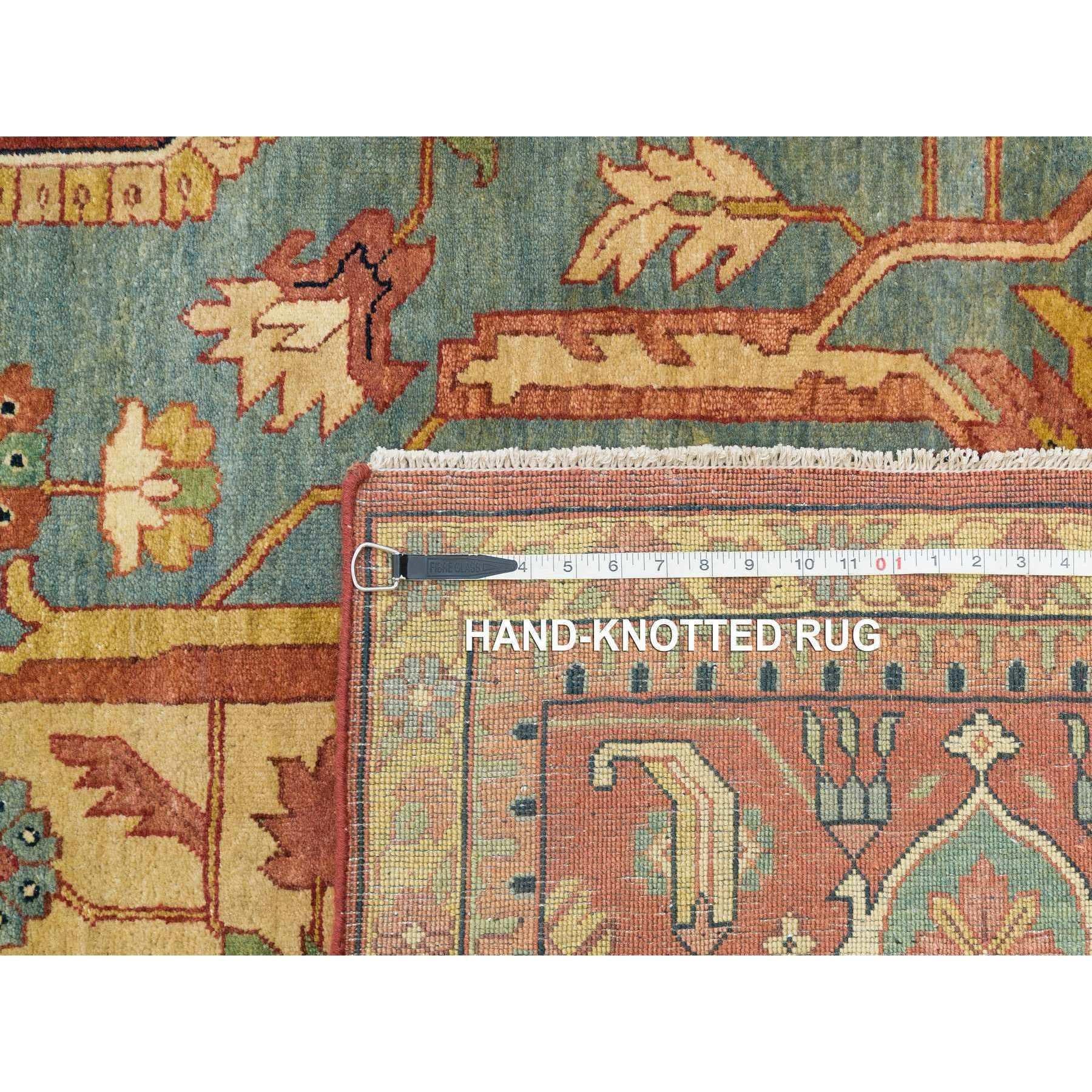 Roter handgeknüpfter, antiker, feiner, antiker, feiner Heriz-Re-Creation- Orientalischer Teppich aus Wolle 12'1