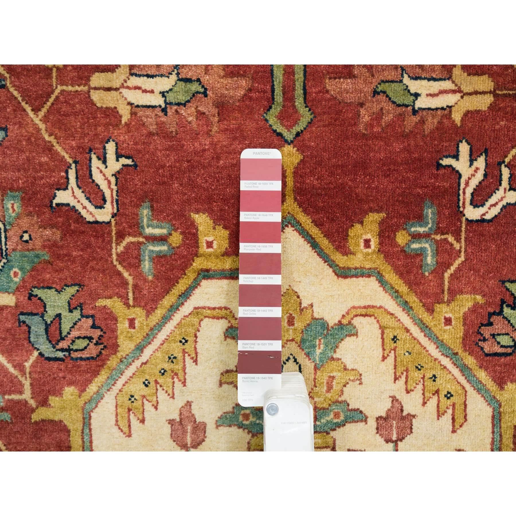 Roter handgeknüpfter, antiker, feiner, antiker, feiner Heriz-Re-Creation- Orientalischer Teppich aus Wolle 12'1