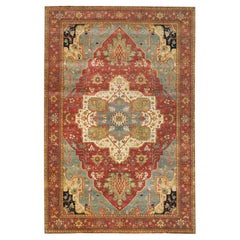 Tapis oriental noué à la main de la laine fine Heriz d'antiquités récréé 12'1" x 18'2"