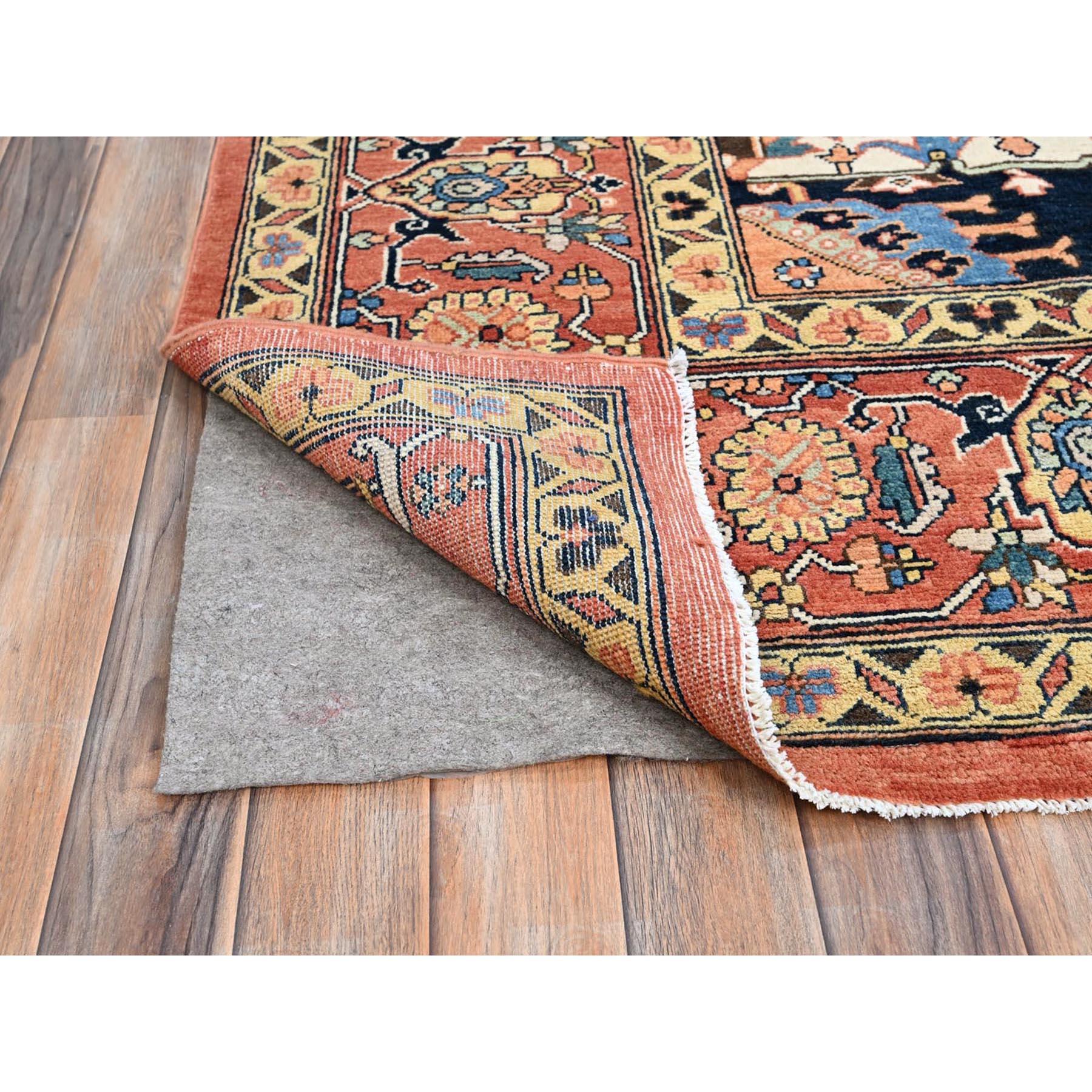 Hand-Knotted Red Hand Kontted All Wool Afghan Serapi Heriz Design Oriental Rug 9'1