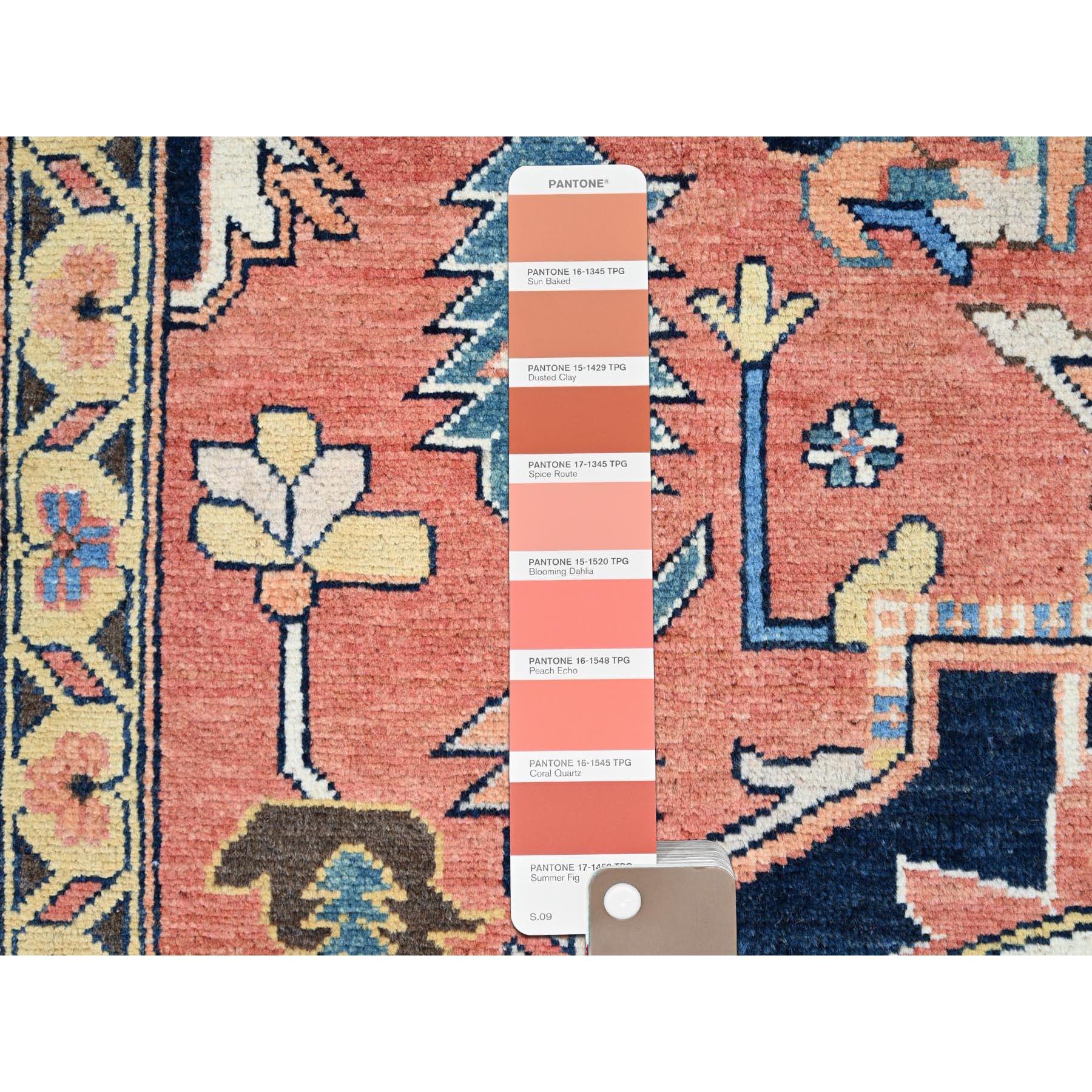 Red Hand Kontted All Wool Afghan Serapi Heriz Design Oriental Rug 9'1