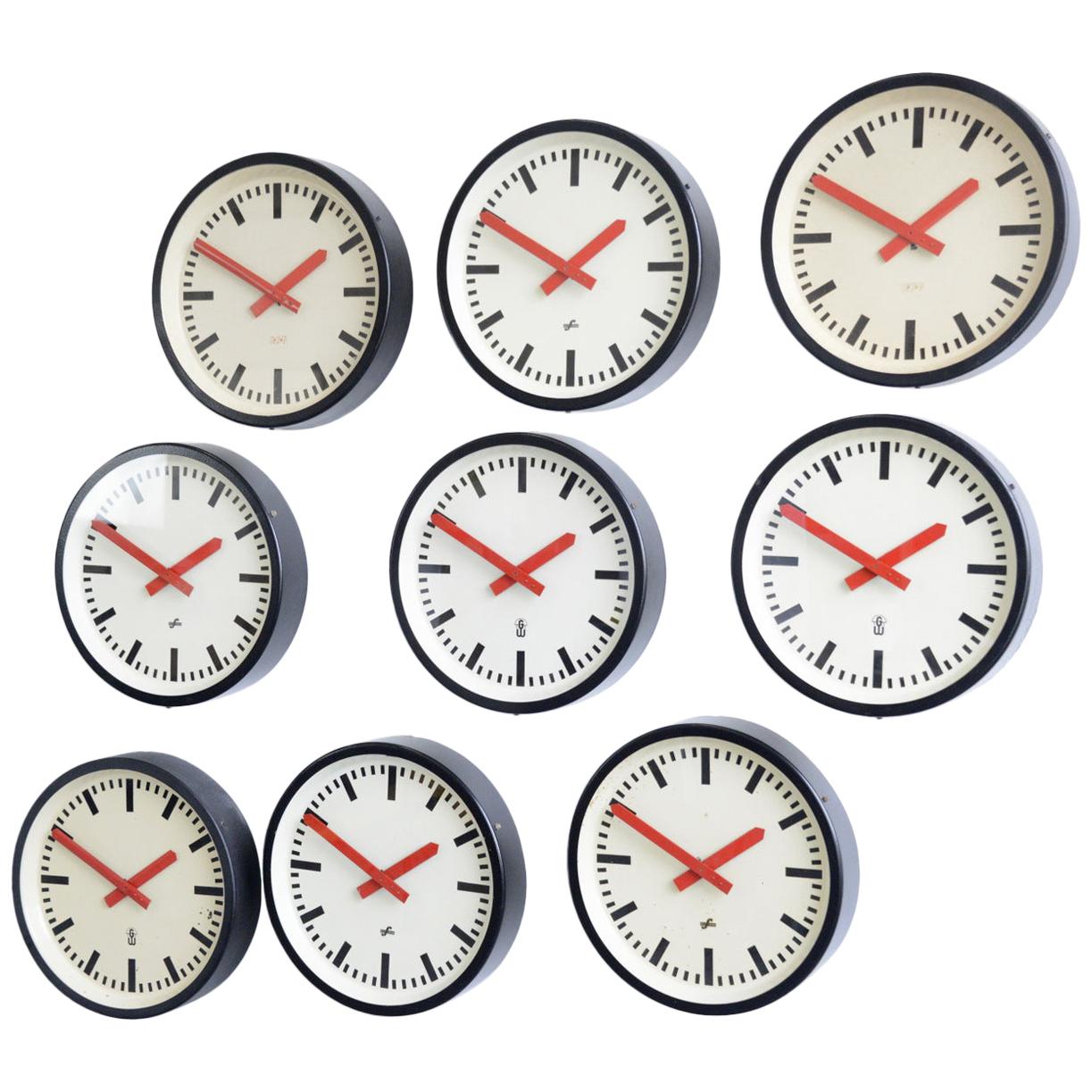 Red Handed Textile Factory Clocks, circa 1950s
