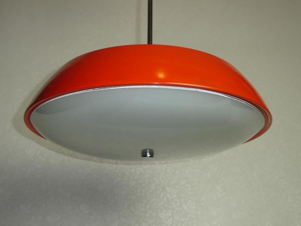 Red hanging lamp model 1117 by Josef Hurka for Napako.