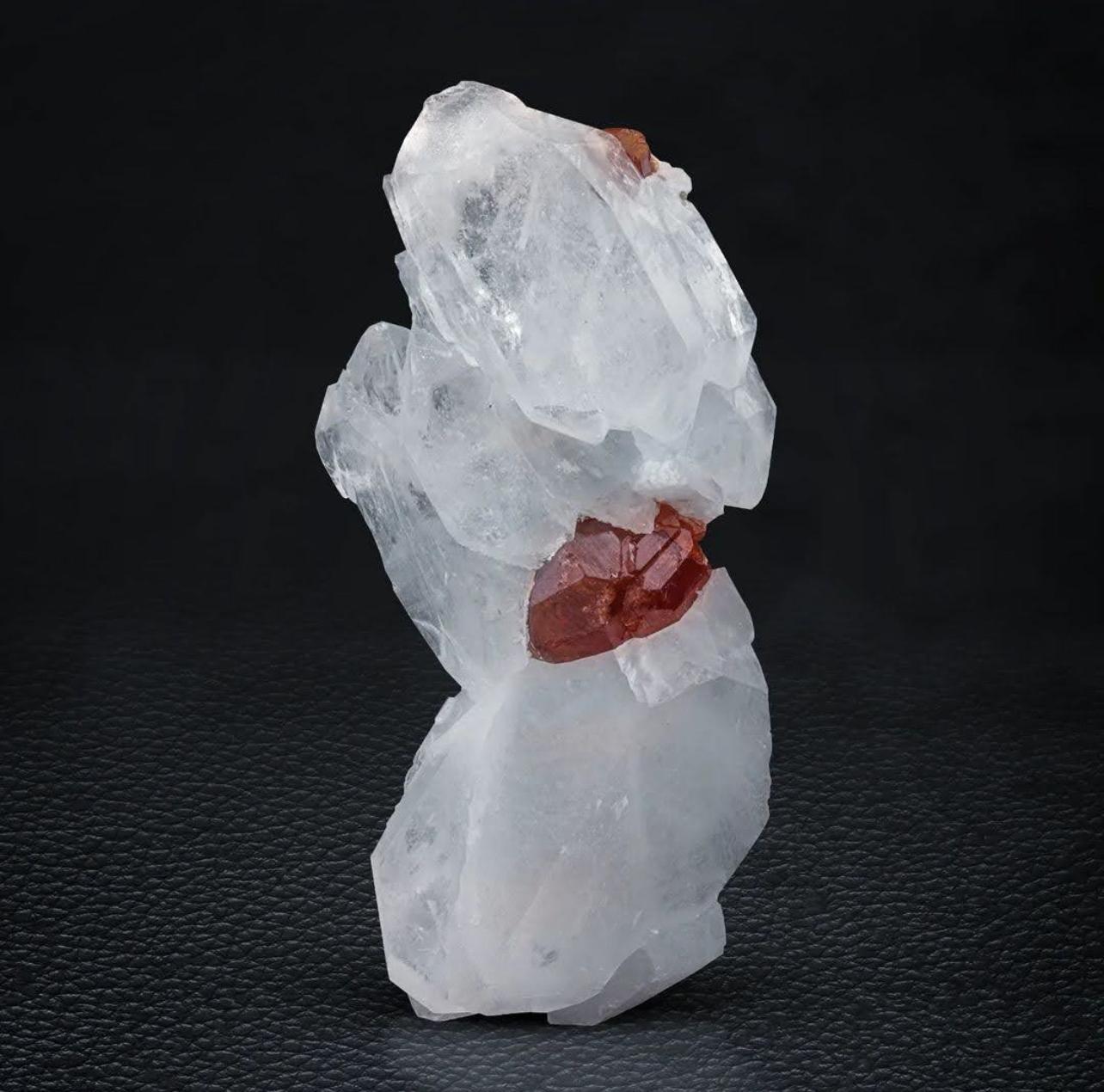 Adam Style Red Hassonite Garnet Crystals Nicely Positioned On Quartz From Pakistan For Sale