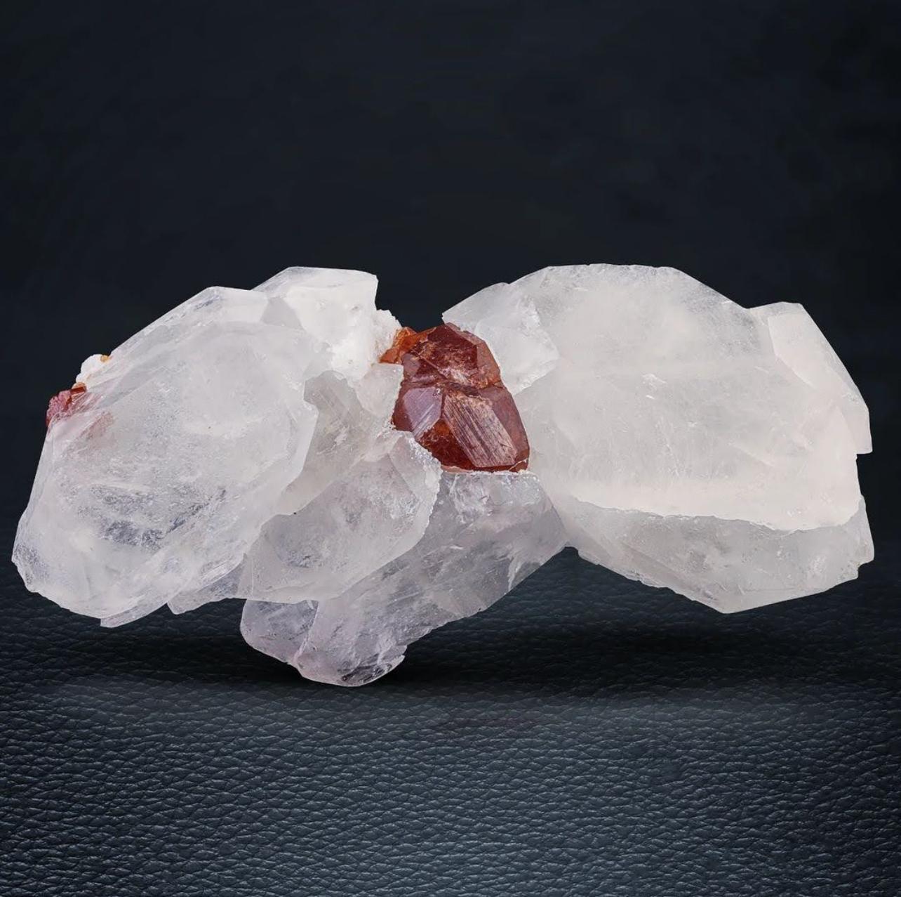Pakistani Red Hassonite Garnet Crystals Nicely Positioned On Quartz From Pakistan For Sale