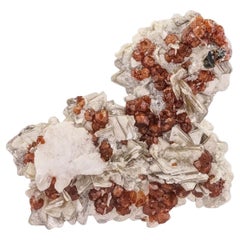 Red Hassonite Garnet Crystals On Muscovite With Schorl From Pakistan