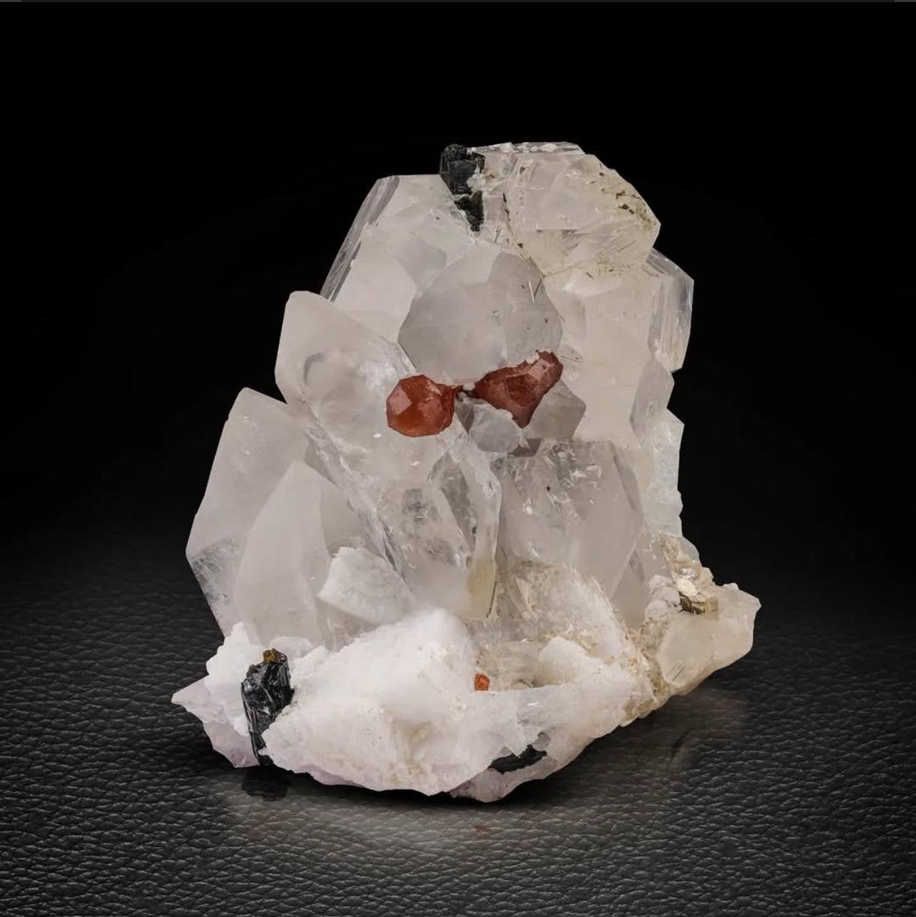 Adam Style Red Hassonite Garnet Crystals On Quartz With Schorl From Pakistan For Sale