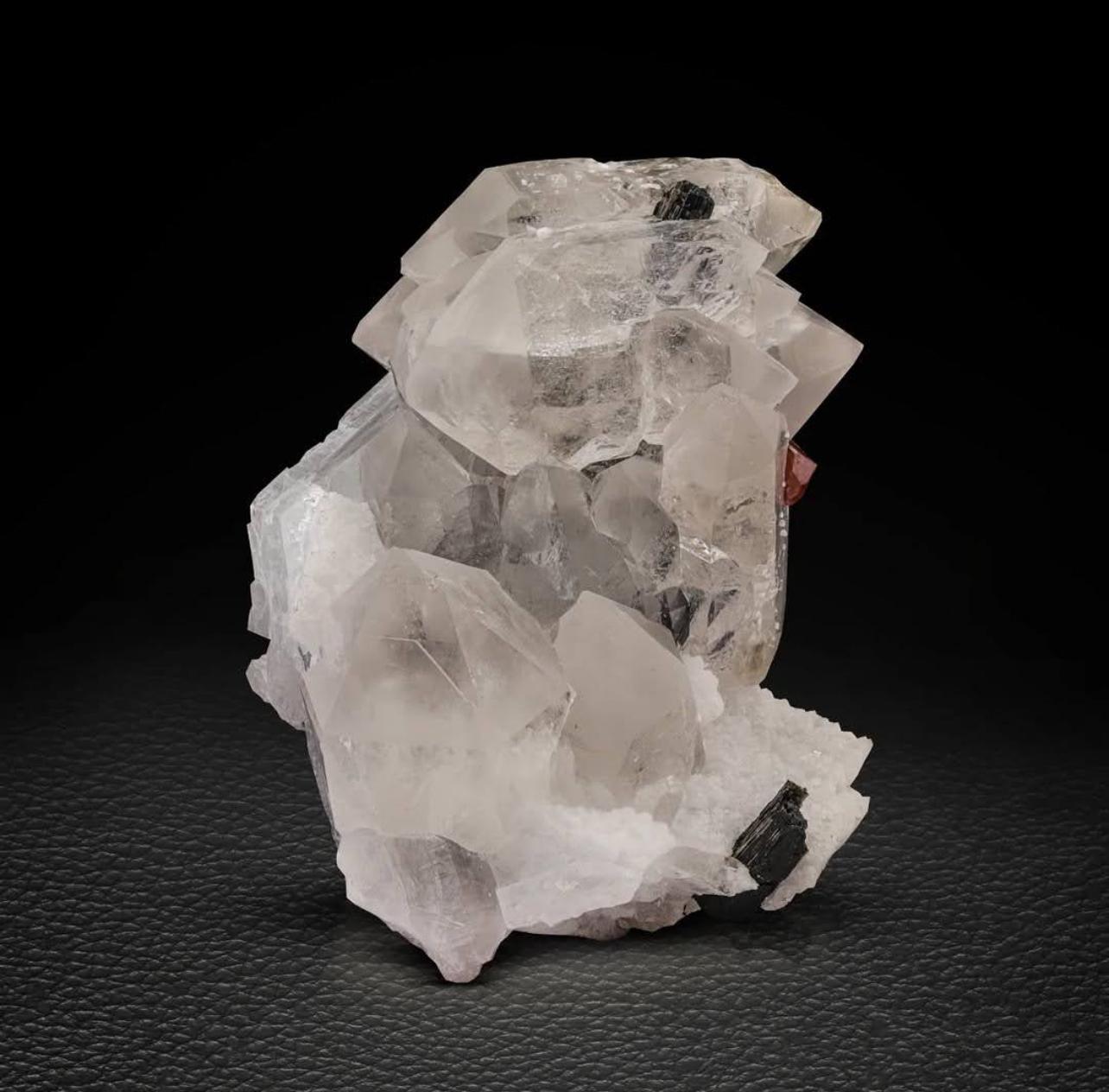 Pakistani Red Hassonite Garnet Crystals On Quartz With Schorl From Pakistan For Sale