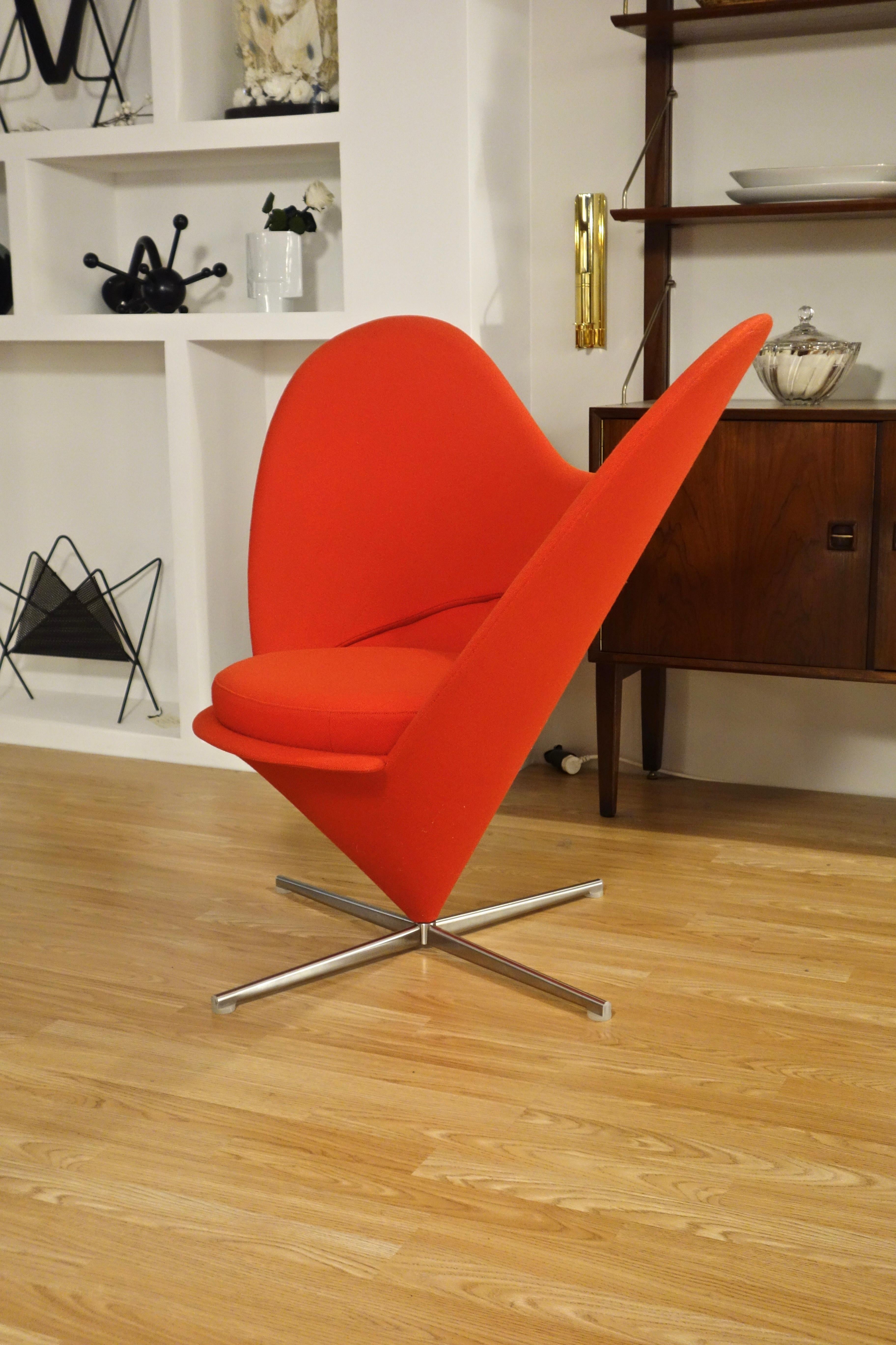 Mid-Century Modern Red Heart Cone Chair by Verner Panton for Vitra 2000s