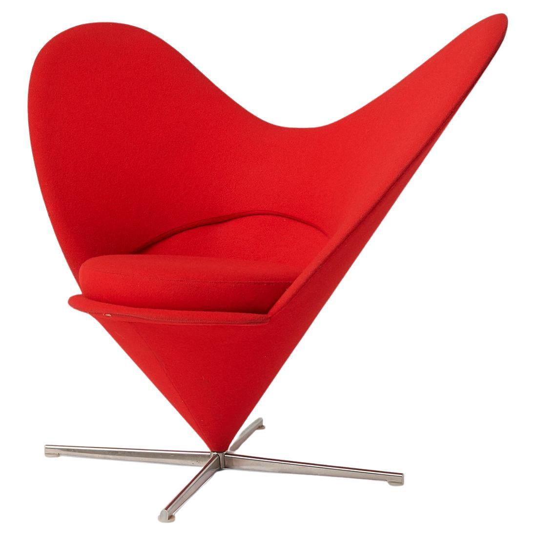 Red Heart Cone Chair by Verner Panton for Vitra For Sale