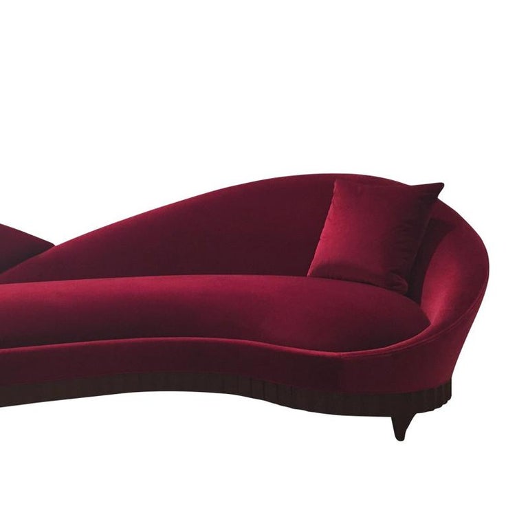 English Red Heart Sofa with Solid Mahogany and Red Velvet Fabric For Sale