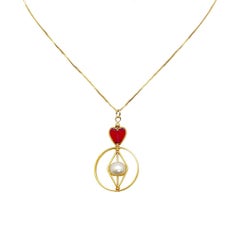 Red Heart x Pearl Geometric Necklace