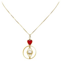 Red Heart x Pearl Geometric Necklace