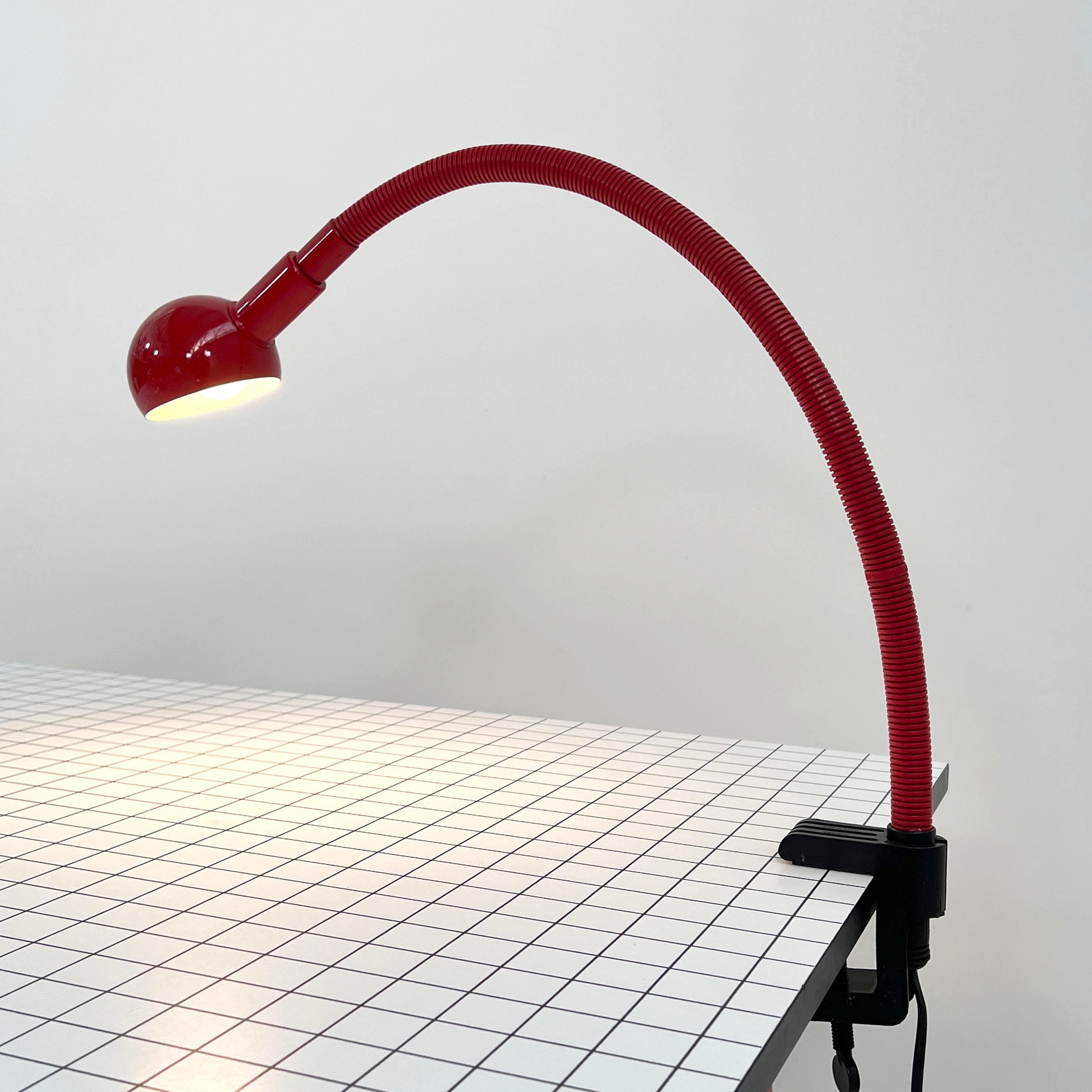 Italian Red Hebi Desk Lamp by Isao Hosoe for Valenti, 1970s