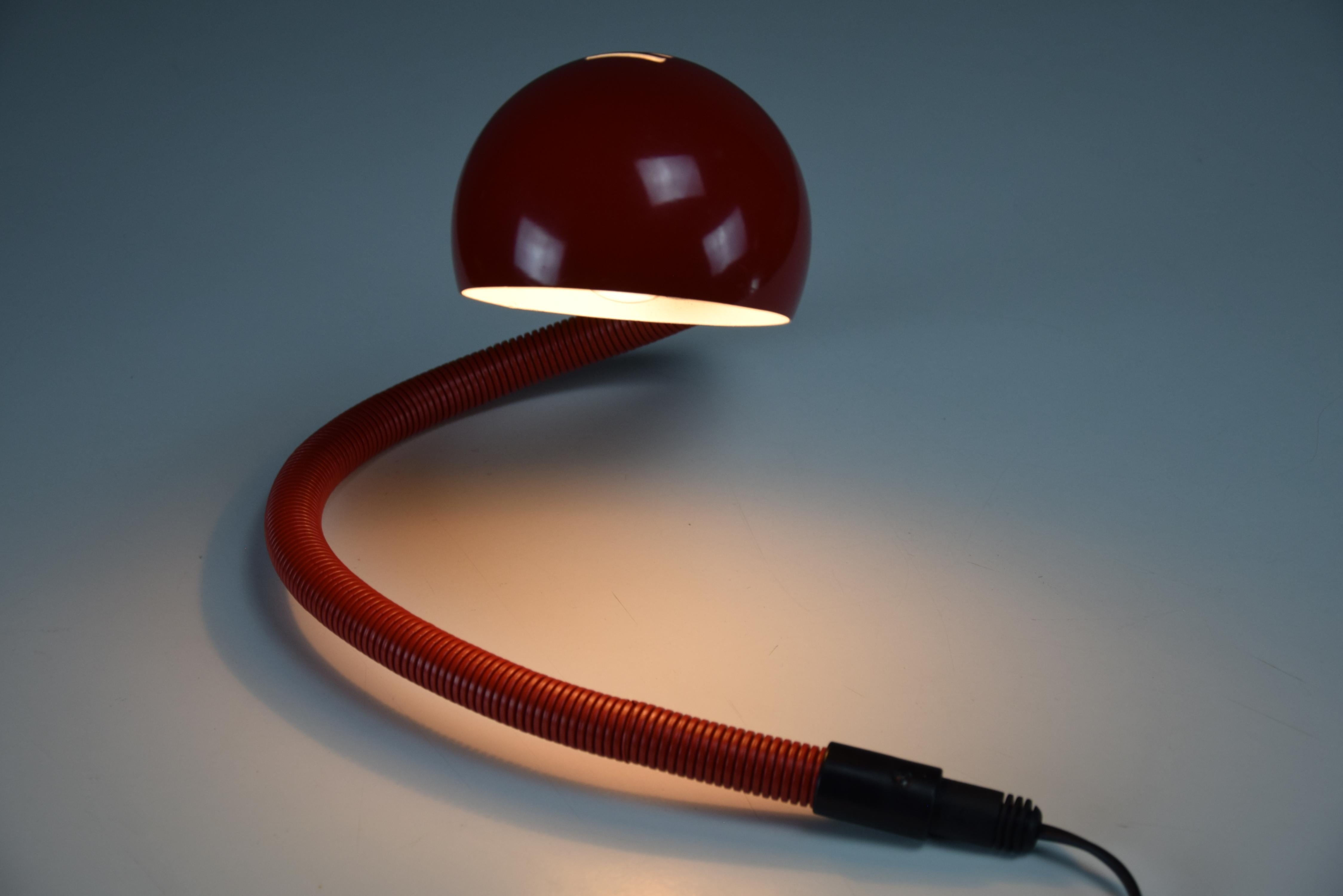 Metal Red Hebi Table Lamp Designed by Isao Hosoe For Sale